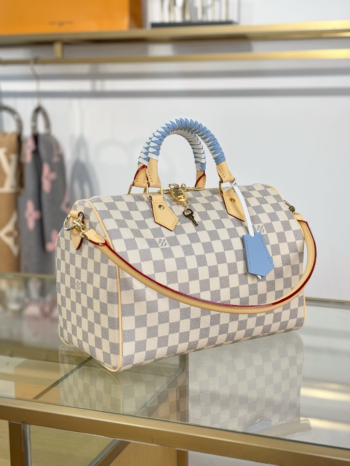 【特级MB163c芯片版原厂皮】 SPEEDY 30 SOFT 手袋 型号：N40908白格 材料：A级全钢五金，进口原