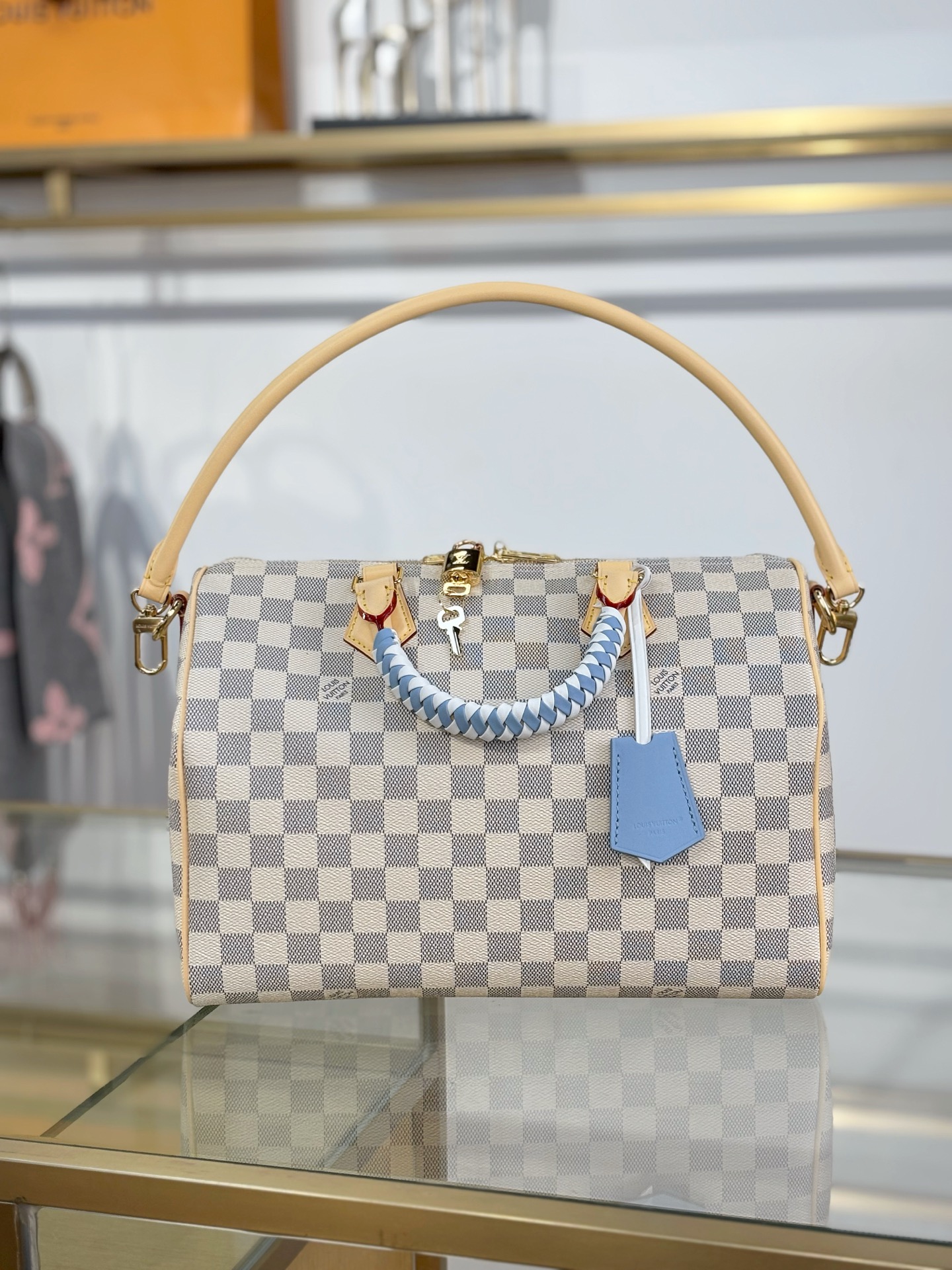 【特级MB163c芯片版原厂皮】 SPEEDY 30 SOFT 手袋 型号：N40908白格 材料：A级全钢五金，进口原