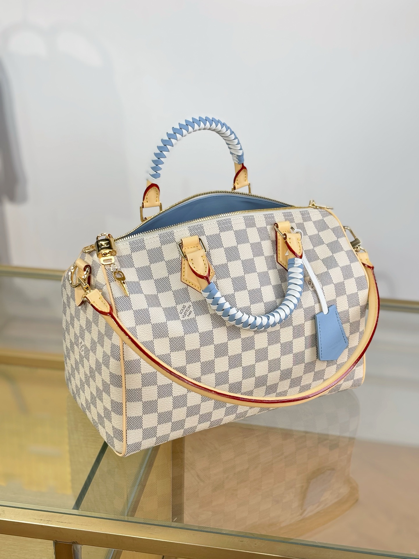 【特级MB163c芯片版原厂皮】 SPEEDY 30 SOFT 手袋 型号：N40908白格 材料：A级全钢五金，进口原