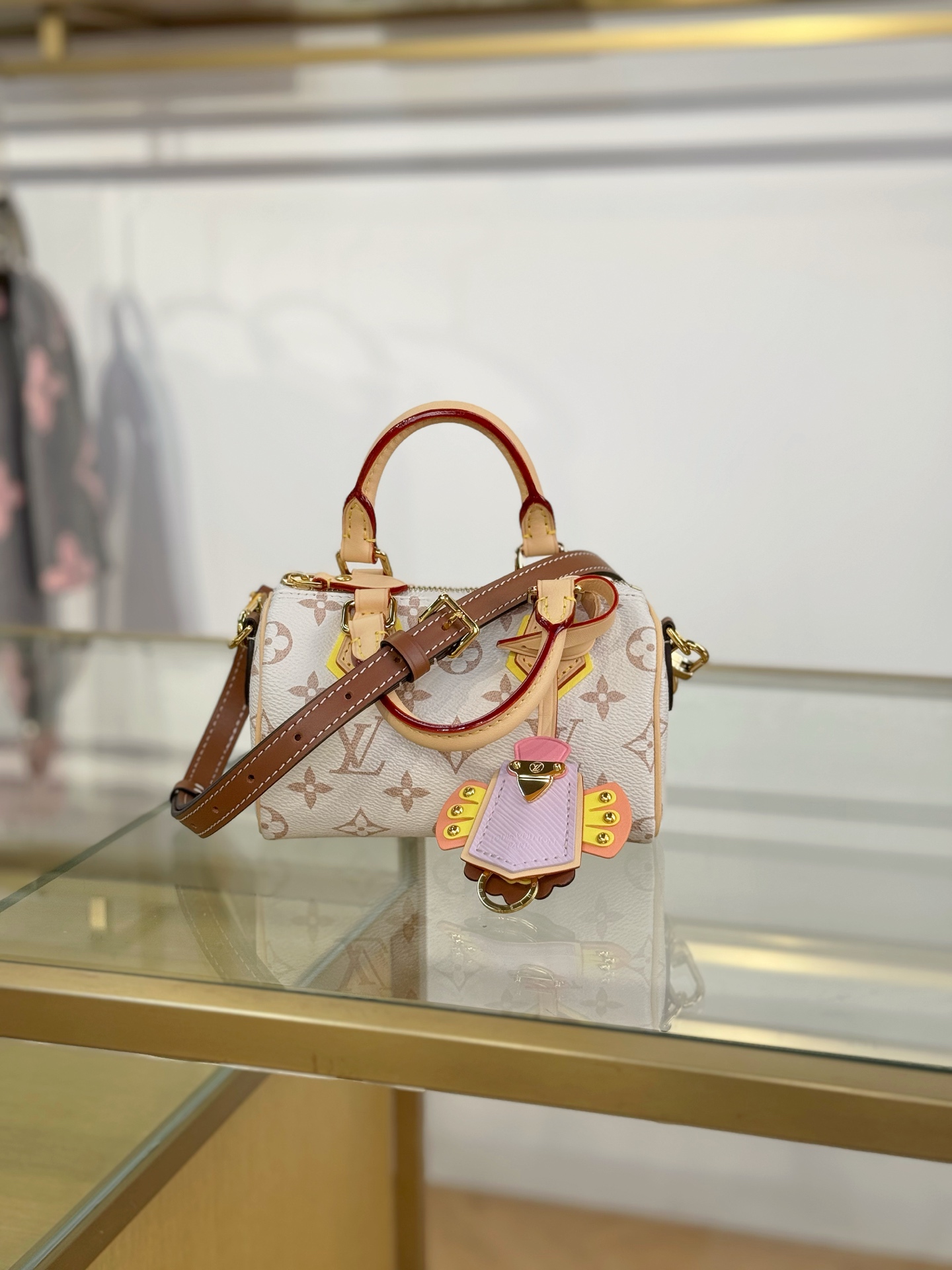 【特级MB动态163c芯片版原厂皮】 NANO SPEEDY 手袋 型号：M29781白花 材料：A级全钢五金，进口原厂