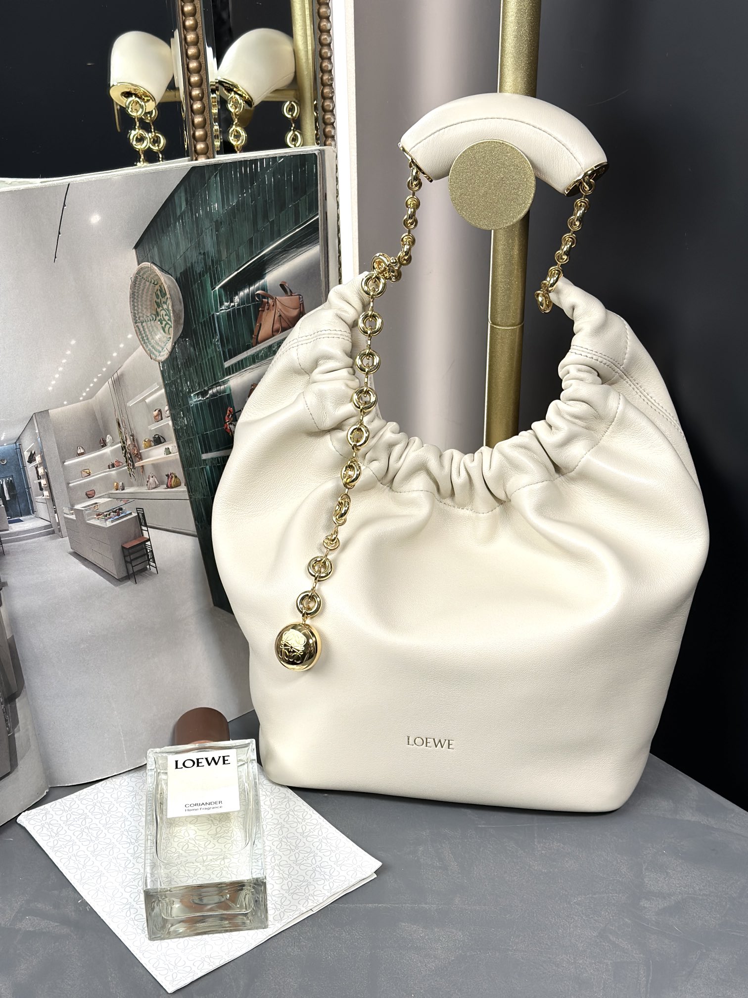 New Designer Replica
 Loewe Bags Handbags Beige White Lambskin Sheepskin Fall/Winter Collection Chains