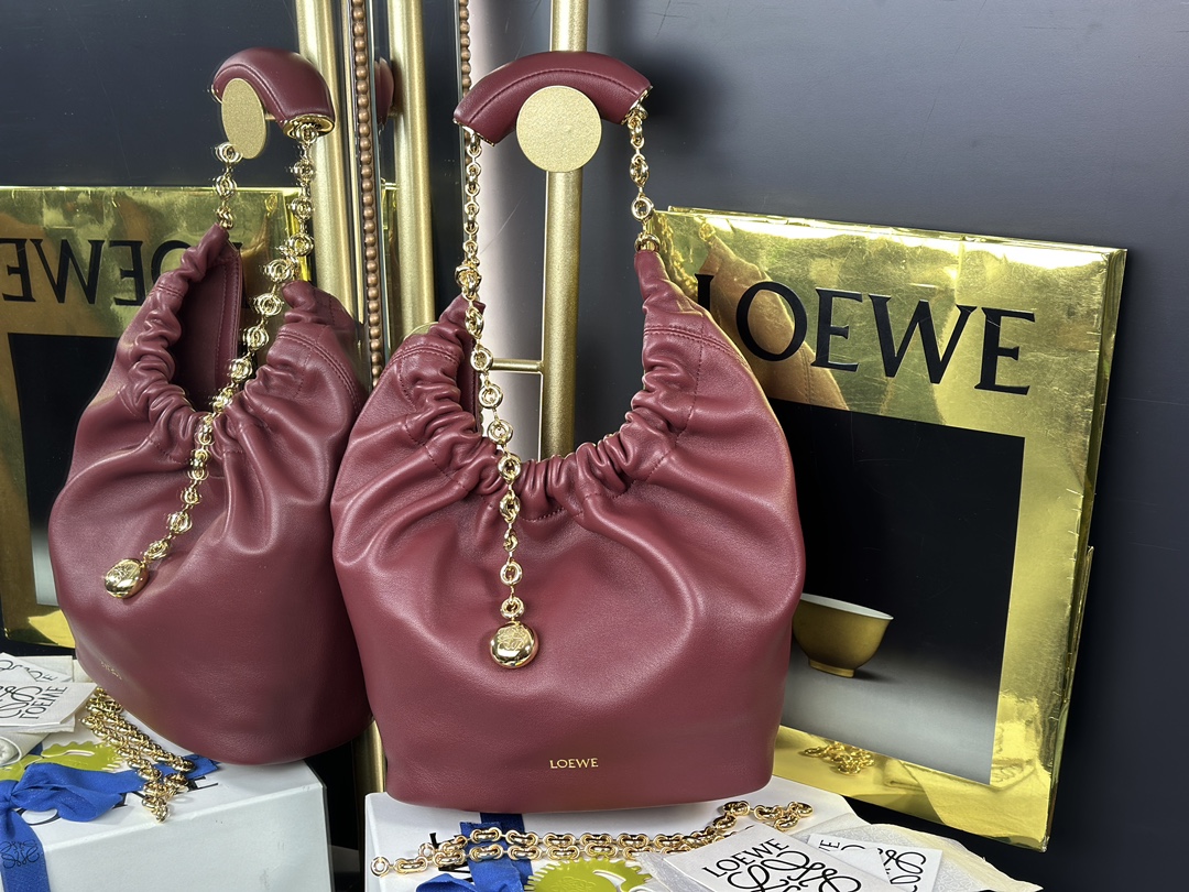 What
 Loewe Bags Handbags Sell High Quality
 Burgundy Red Lambskin Sheepskin Fall/Winter Collection Chains
