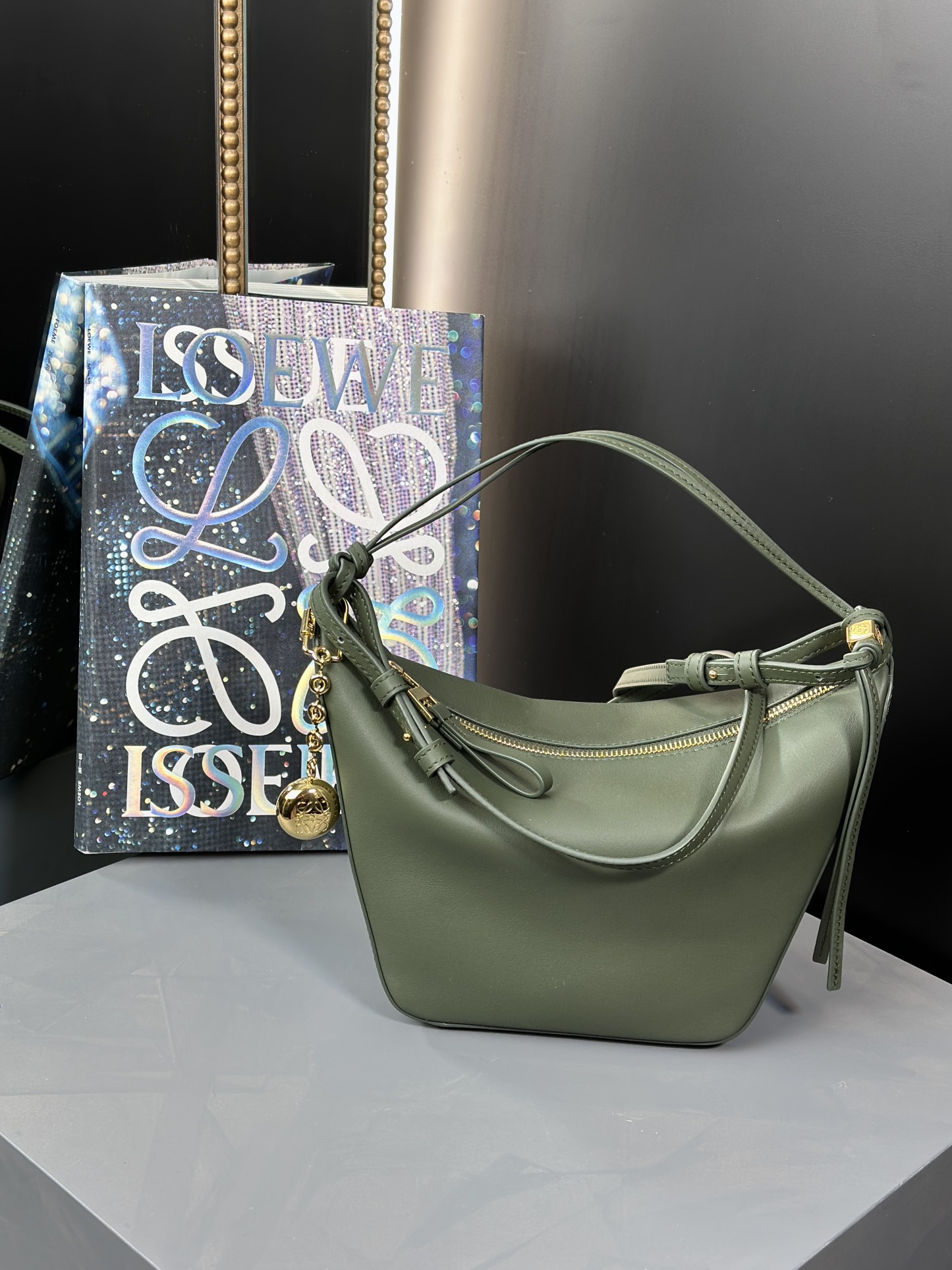 Online Store
 Loewe Hammock Bags Handbags Green Cowhide Spring Collection