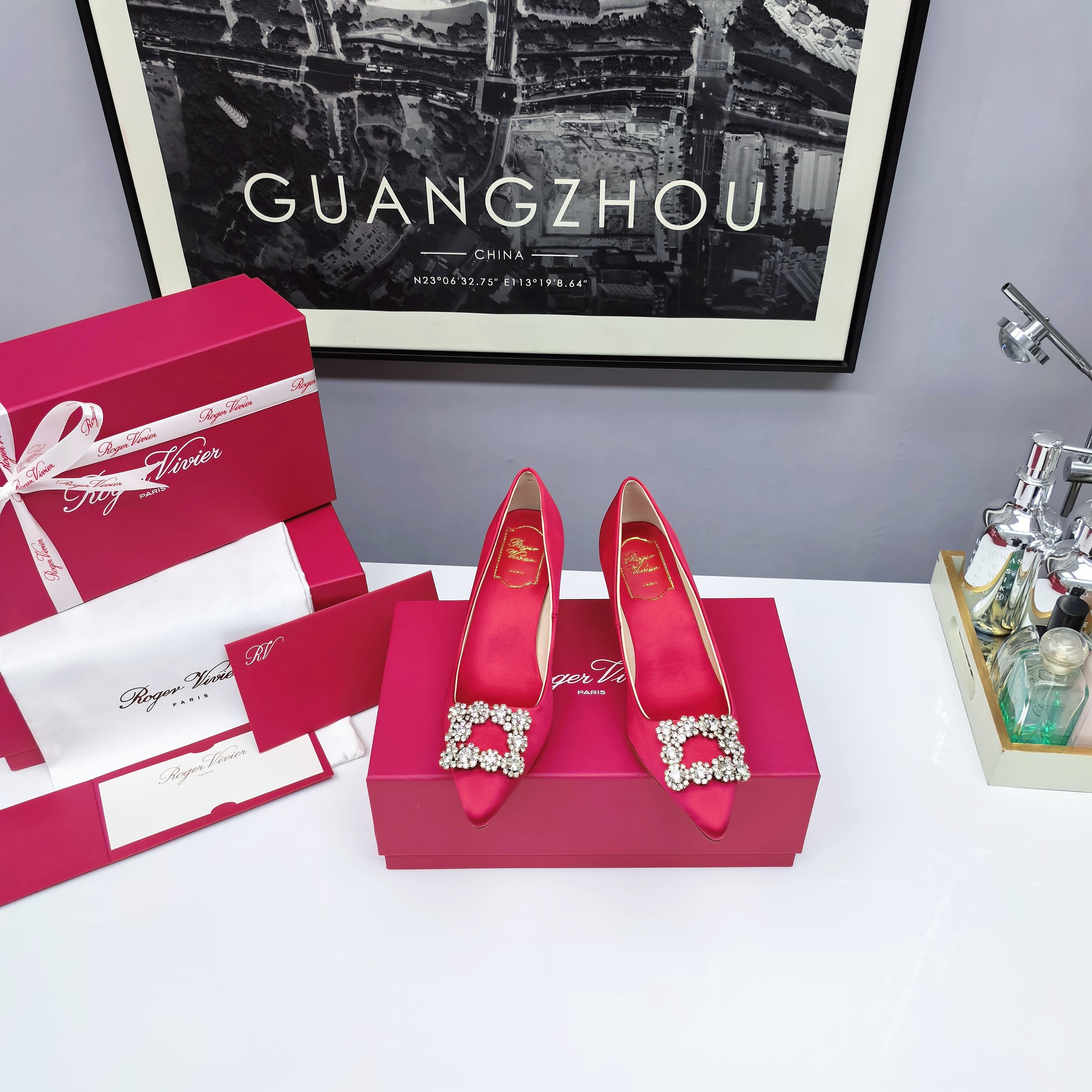 NO:237933,6.5CM-red white diamond, single shoe198609096.5CM-红色白钻,单鞋,Women's Shoes