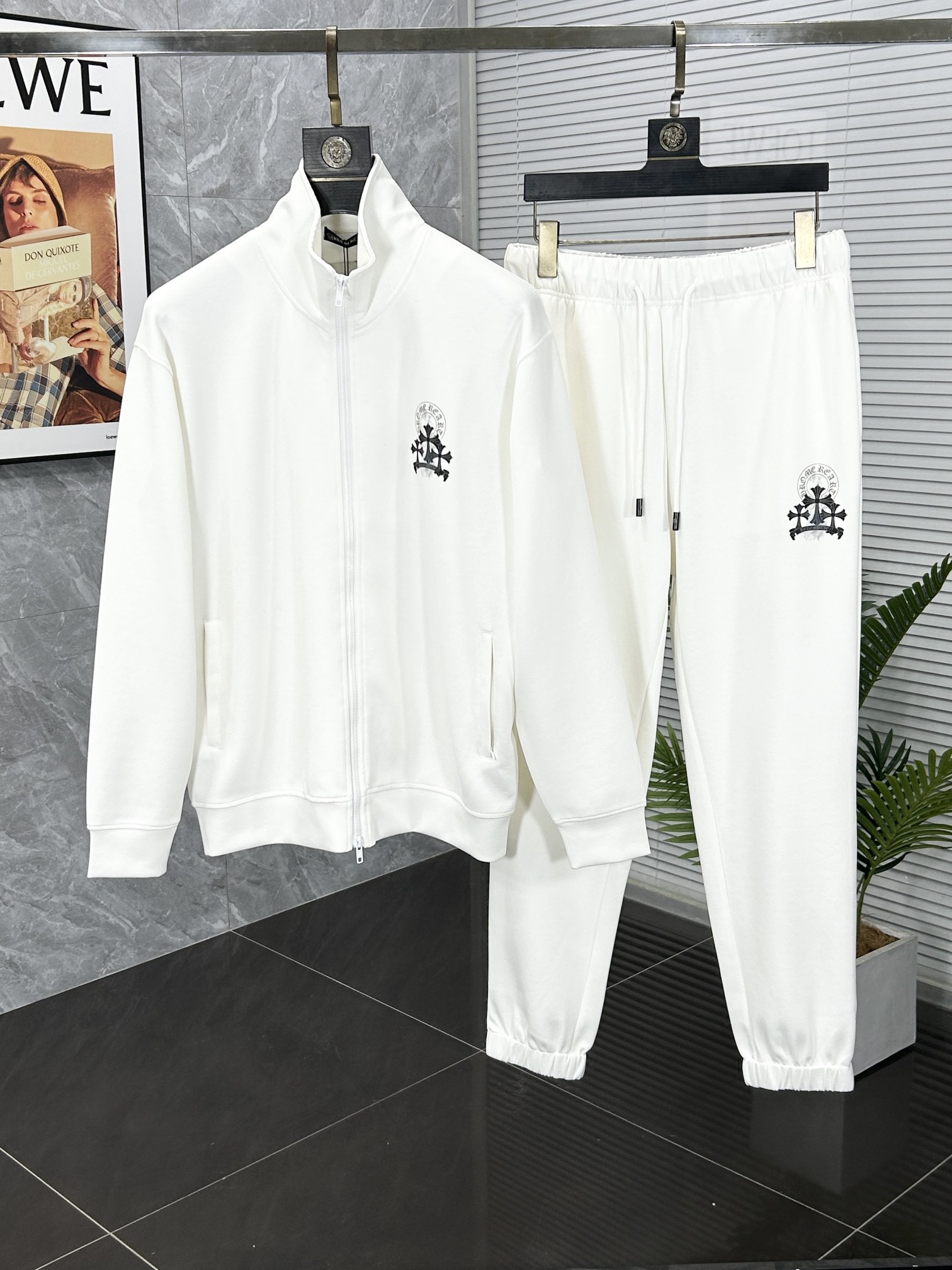 Replica Sale online Chrome Hearts Clothing Pants & Trousers Shirts & Blouses Two Piece Outfits & Matching Sets Black Grey White Printing Cotton Fall/Winter Collection Fashion Sweatpants