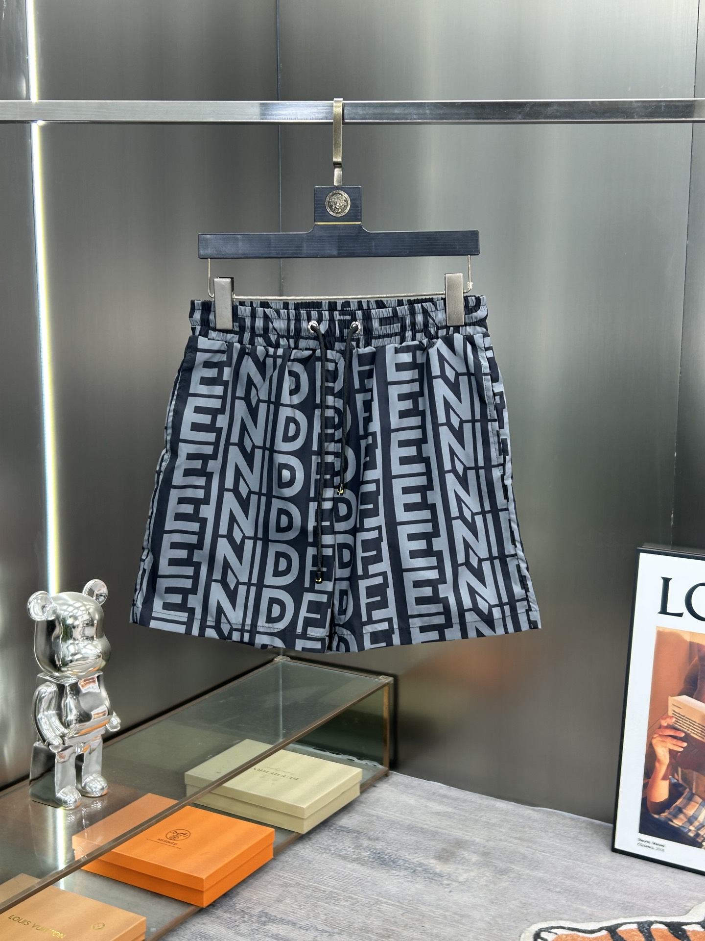 FENDI recomendado🔆 2025 verano último modelo, pantalones cortos casuales para hombre, pantalones de playa, tejido de s…