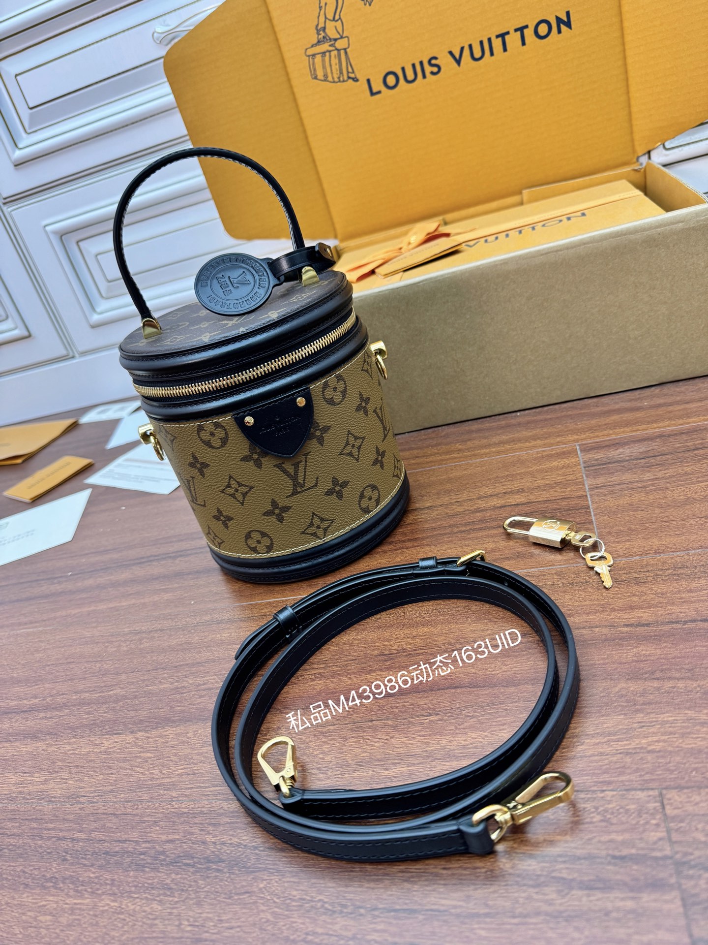 独家163首发型号：M43986私品（163动态UID ）进口菱形面料 （品质第九次升级，进口皮．专柜同步，动态电子芯片、礼品袋、保护纸，铜版电 3