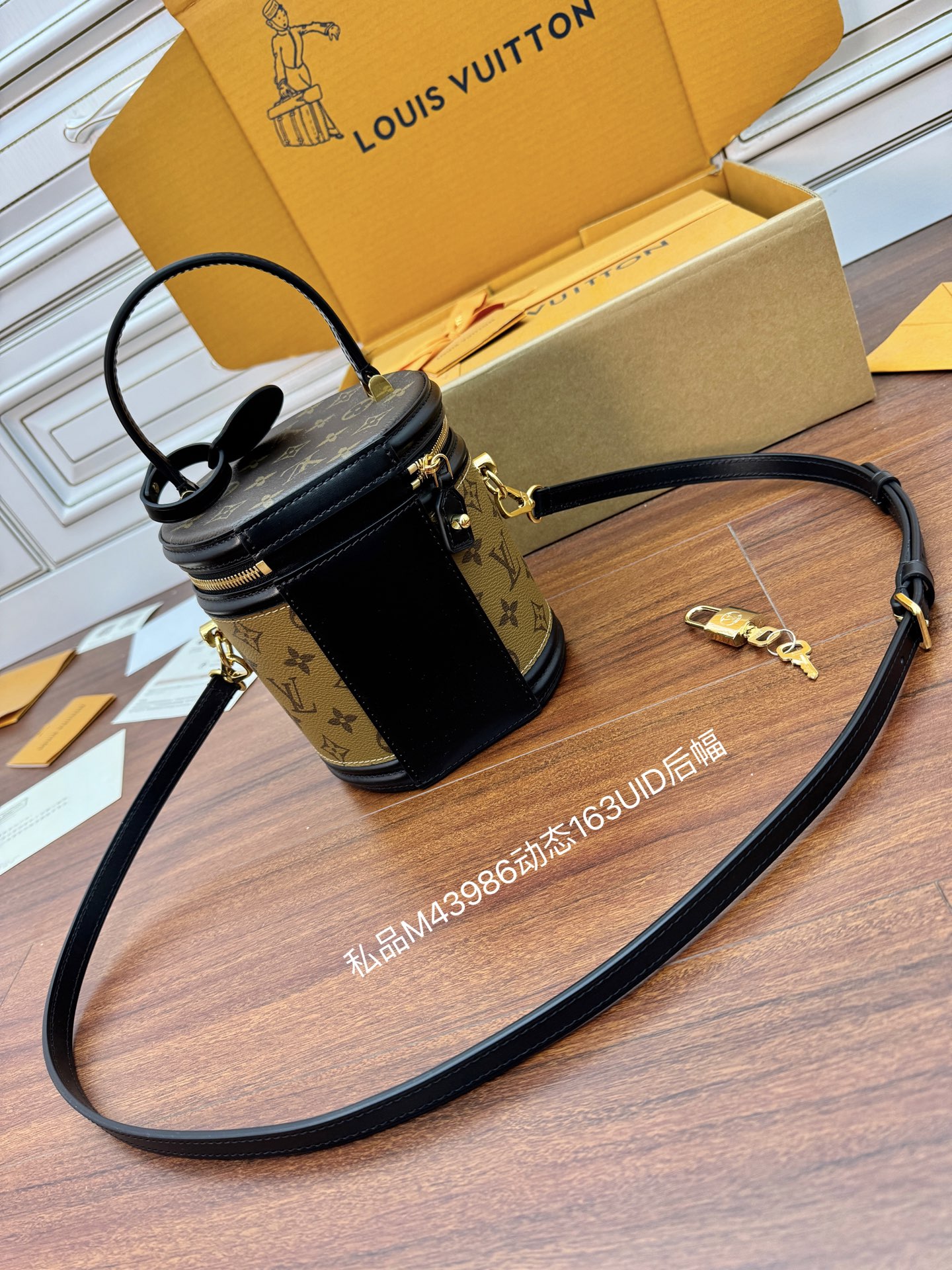 独家163首发型号：M43986私品（163动态UID ）进口菱形面料 （品质第九次升级，进口皮．专柜同步，动态电子芯片、礼品袋、保护纸，铜版电 2