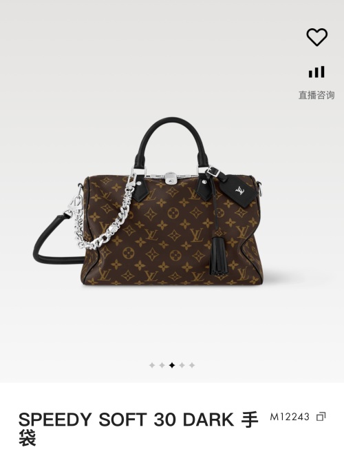 Louis Vuitton Speedy Soft 30 Dark Bag, Diamond Pattern, Imported Leather 1 Louis Vuitton Speedy Soft 30 Dark Bag, Diamond Pattern, Imported Leather