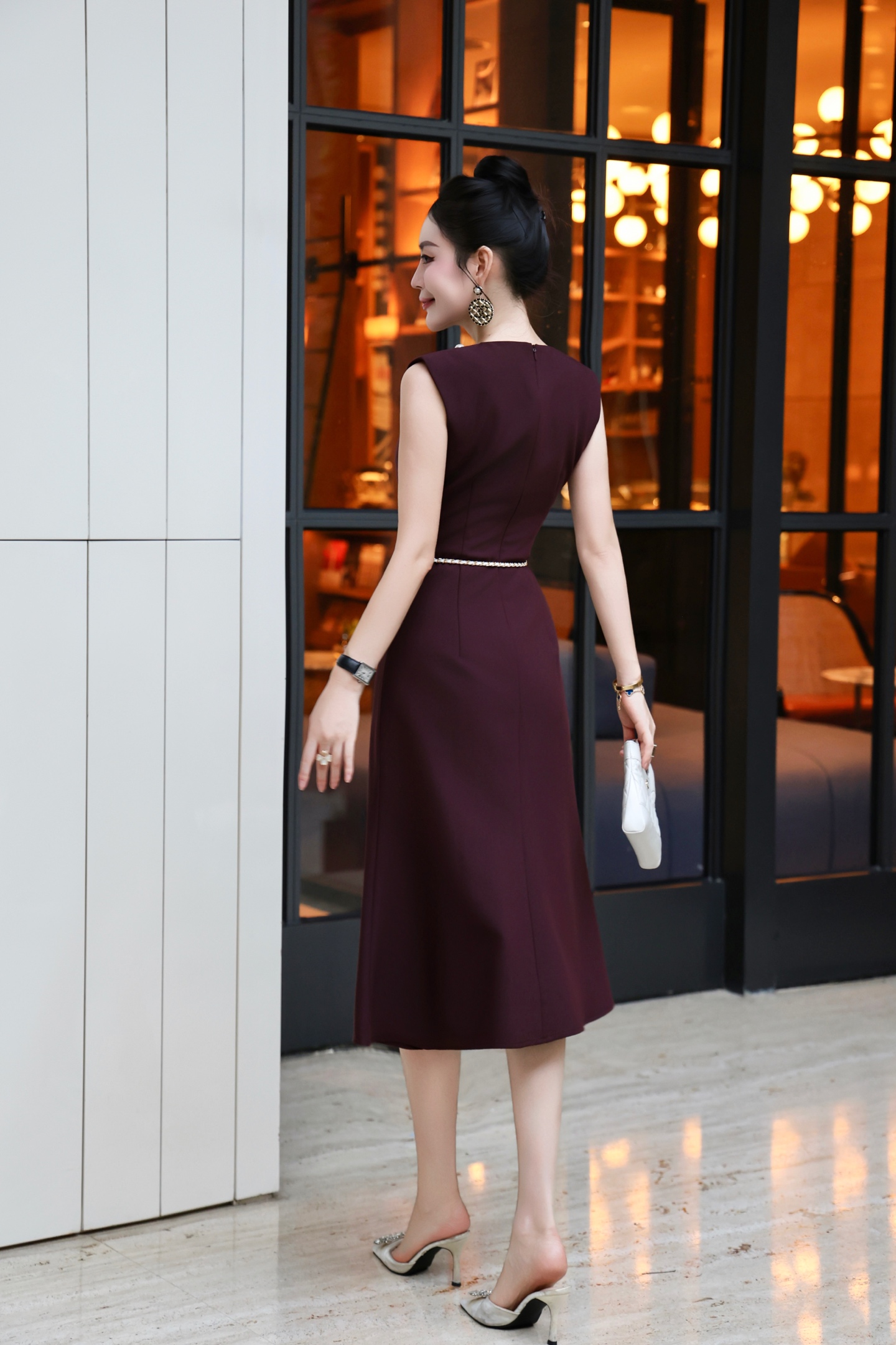 Elegant Pearl Collar Sleeveless Mermaid Dress with Camellia Belt 9 i1756032026395 9332 0 8