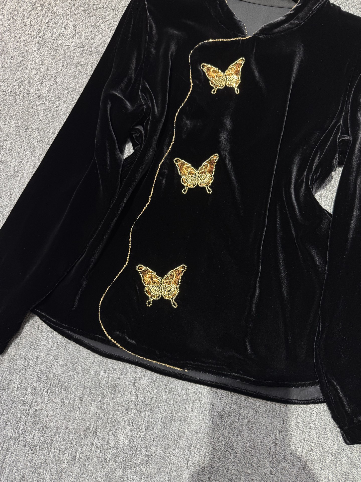 Elegant Velvet Butterfly Embroidered Blouse, Chinese Style Long Sleeve Top 3 i1756800029874 7276 0 2