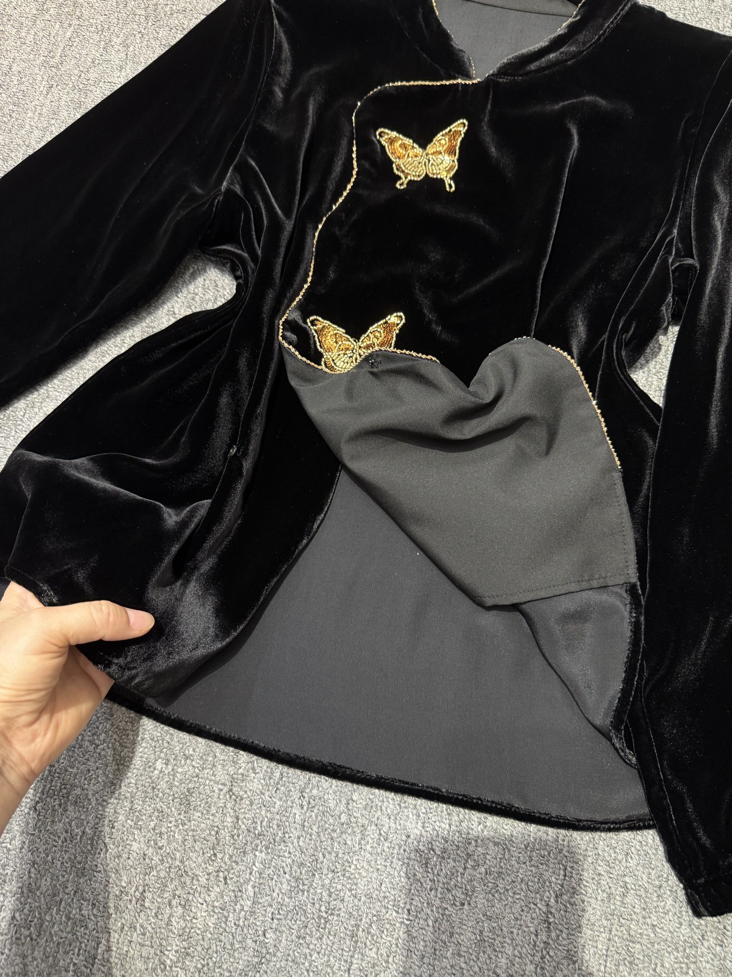 Elegant Velvet Butterfly Embroidered Blouse, Chinese Style Long Sleeve Top 5 i1756800029933 4138 0 7