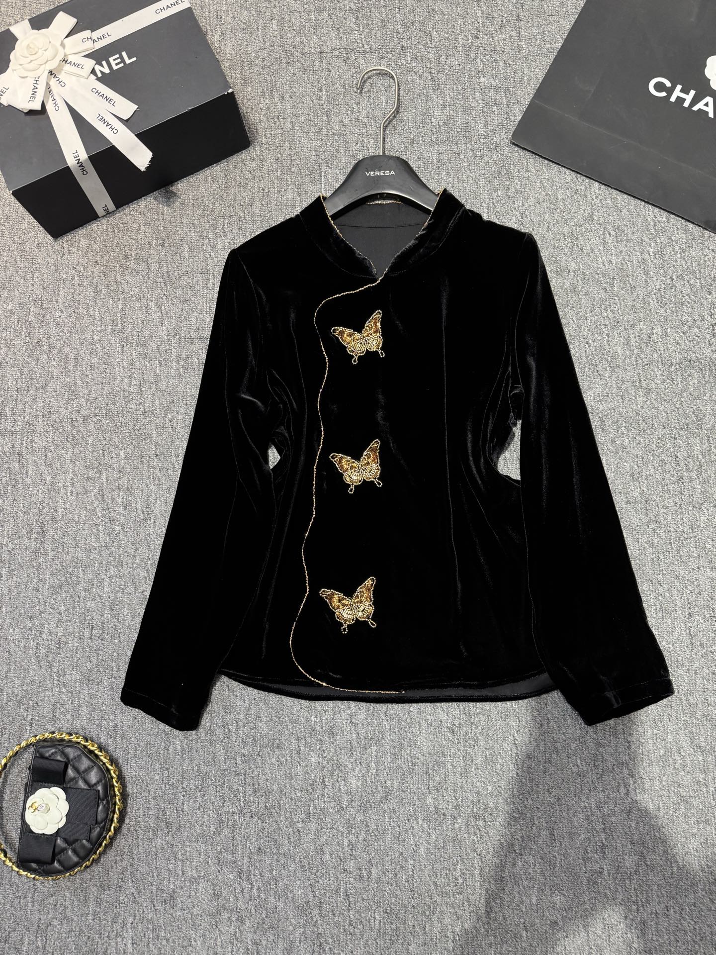 Elegant Velvet Butterfly Embroidered Blouse, Chinese Style Long Sleeve Top 1 i1756800029941 7807 0 0