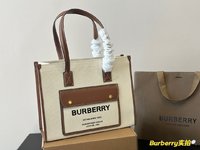 Burberry Tote Bags Splicing Calfskin Canvas Cowhide Fall/Winter Collection Horseferry