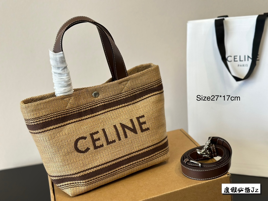 Celine Bolsos de Tote Marrón Tejido Lona Fashion