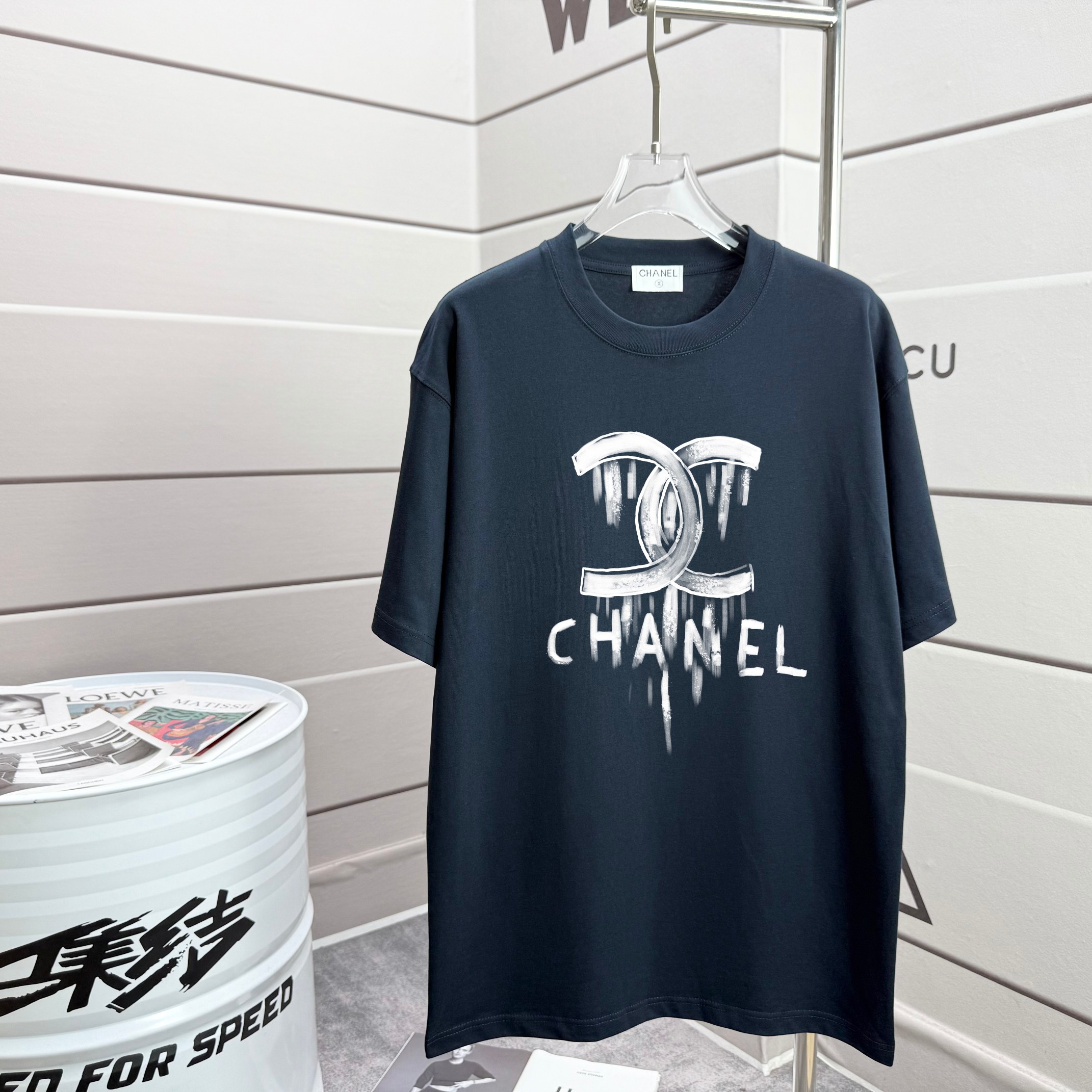 Chanel 2025SS Short Sleeve T-Shirt Double C Logo Loose Fit Top