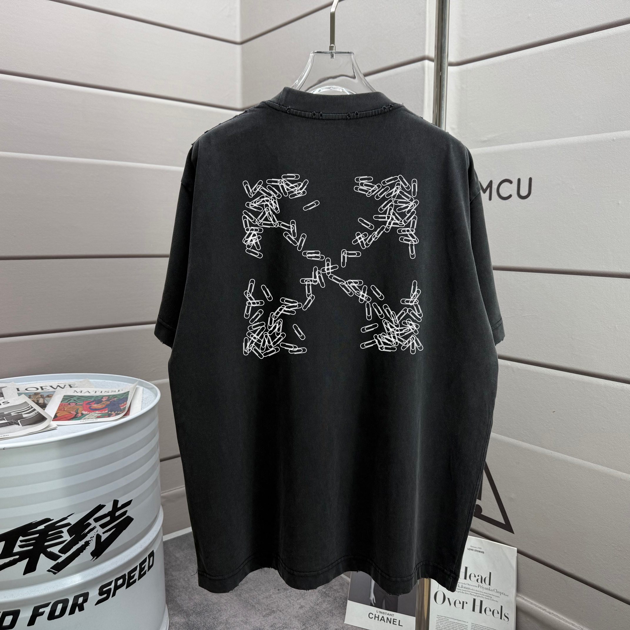 P80 OFF 2025 nueva colección otoño/invierno camiseta de cuello redondo de manga corta de 320g lavada y desgastada unise…