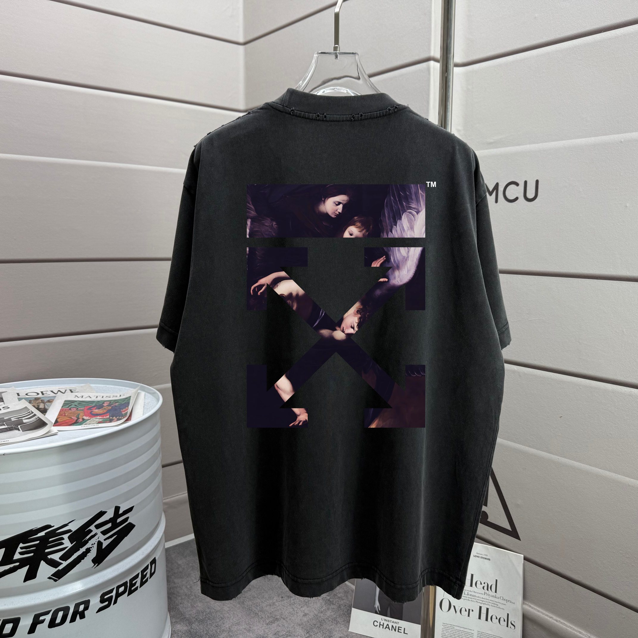 P80 OFF 2025 otoño/invierno nuevo estilo lavado desgastado 320g cuello redondo manga corta tee unisex holgado colores: …