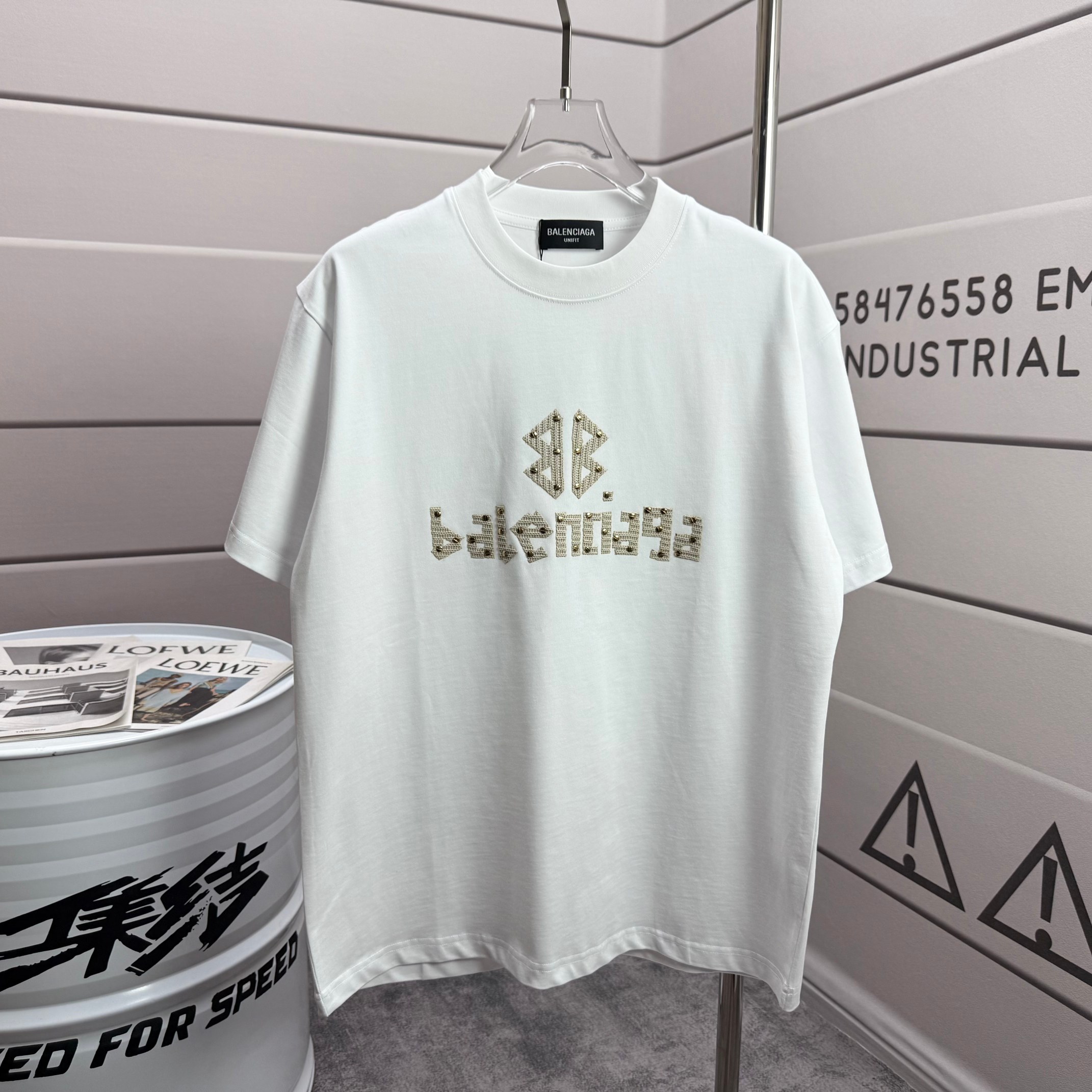 P80 Balenciaga*París* camiseta de manga corta nueva temporada de primavera/verano, clásica con bordado de apliques y pr…