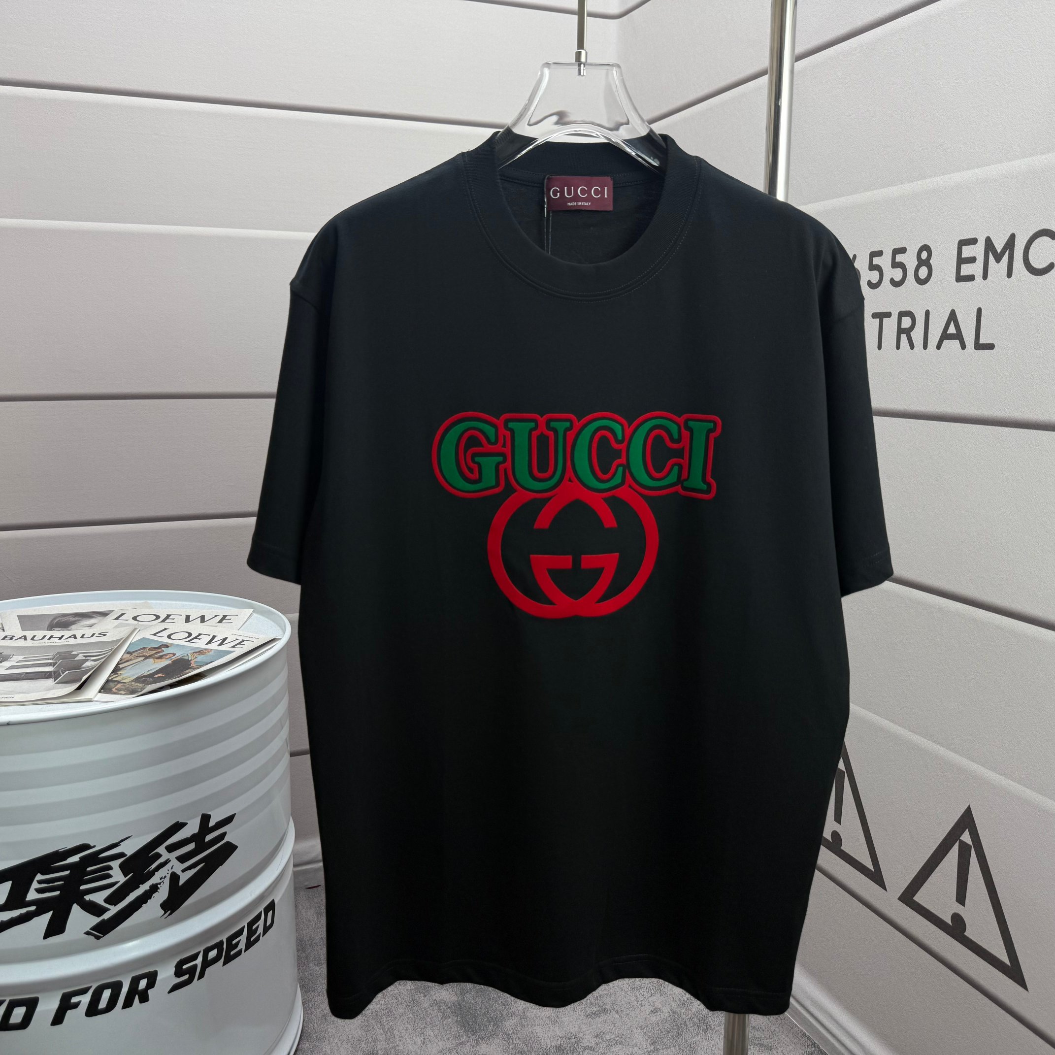 Gucci # Gu* 古驰*2026春夏新款 双G胸前Gucci字母立体拼色植绒 短袖T恤 定制双纱平纹纯棉面料