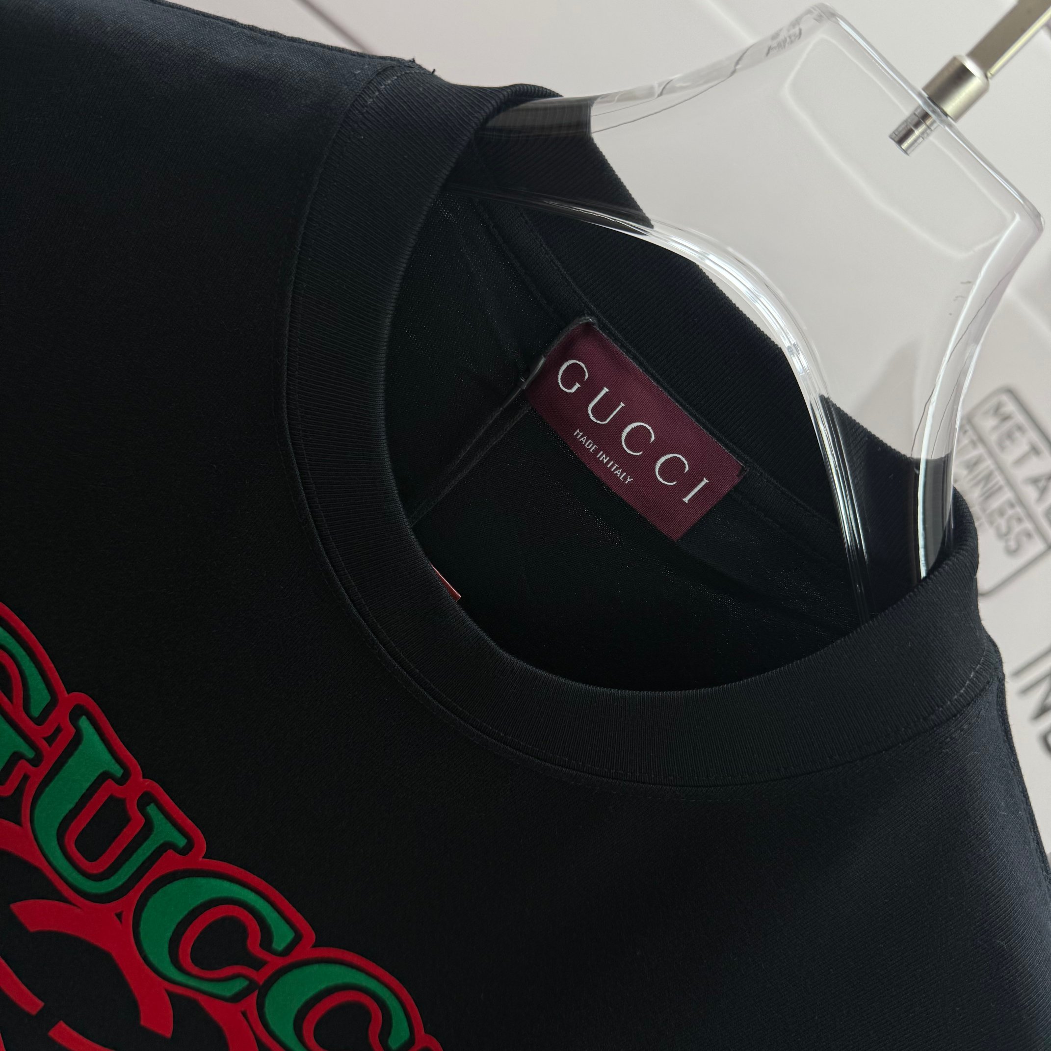Gucci # Gu* 古驰*2026春夏新款 双G胸前Gucci字母立体拼色植绒 短袖T恤 定制双纱平纹纯棉面料