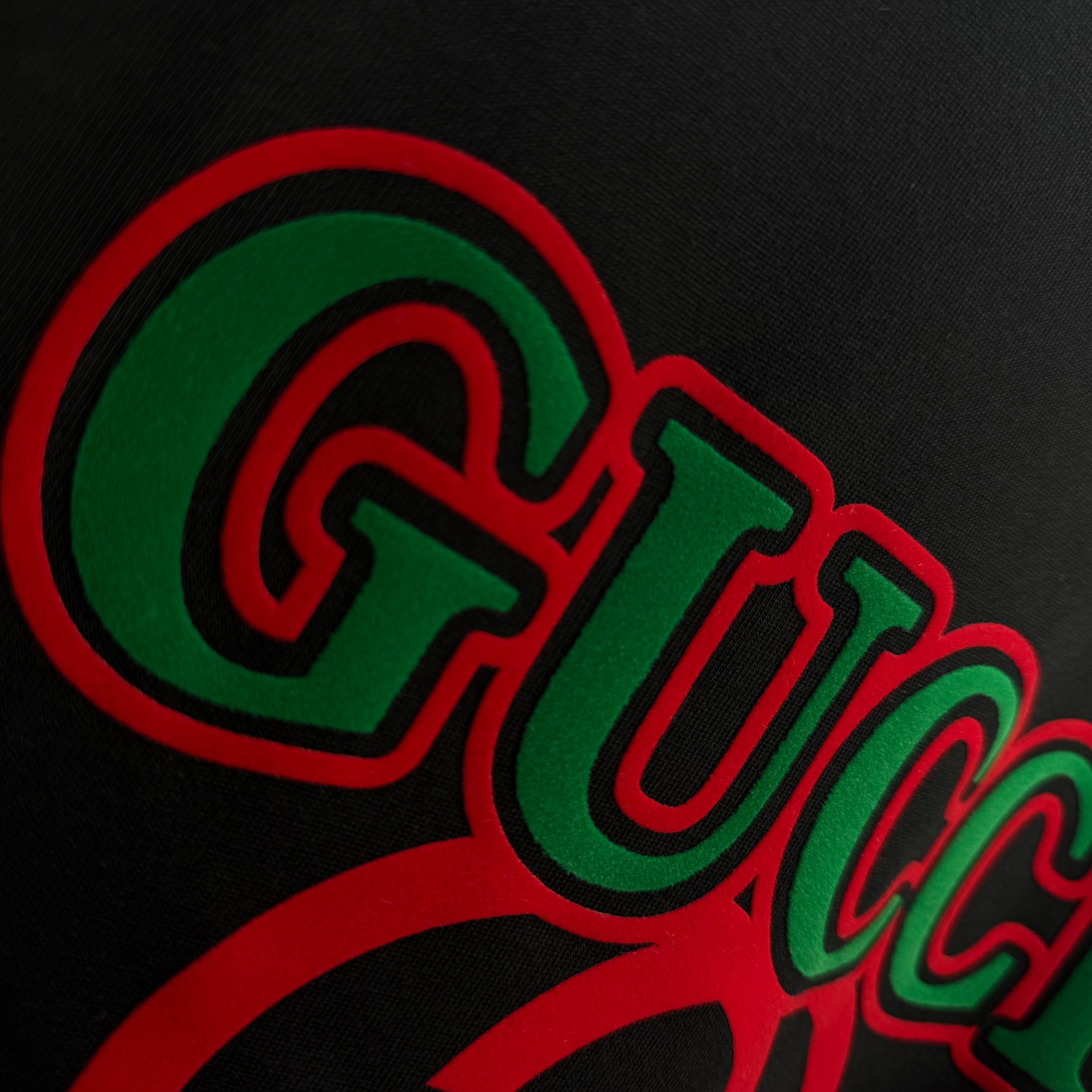 Gucci # Gu* 古驰*2026春夏新款 双G胸前Gucci字母立体拼色植绒 短袖T恤 定制双纱平纹纯棉面料