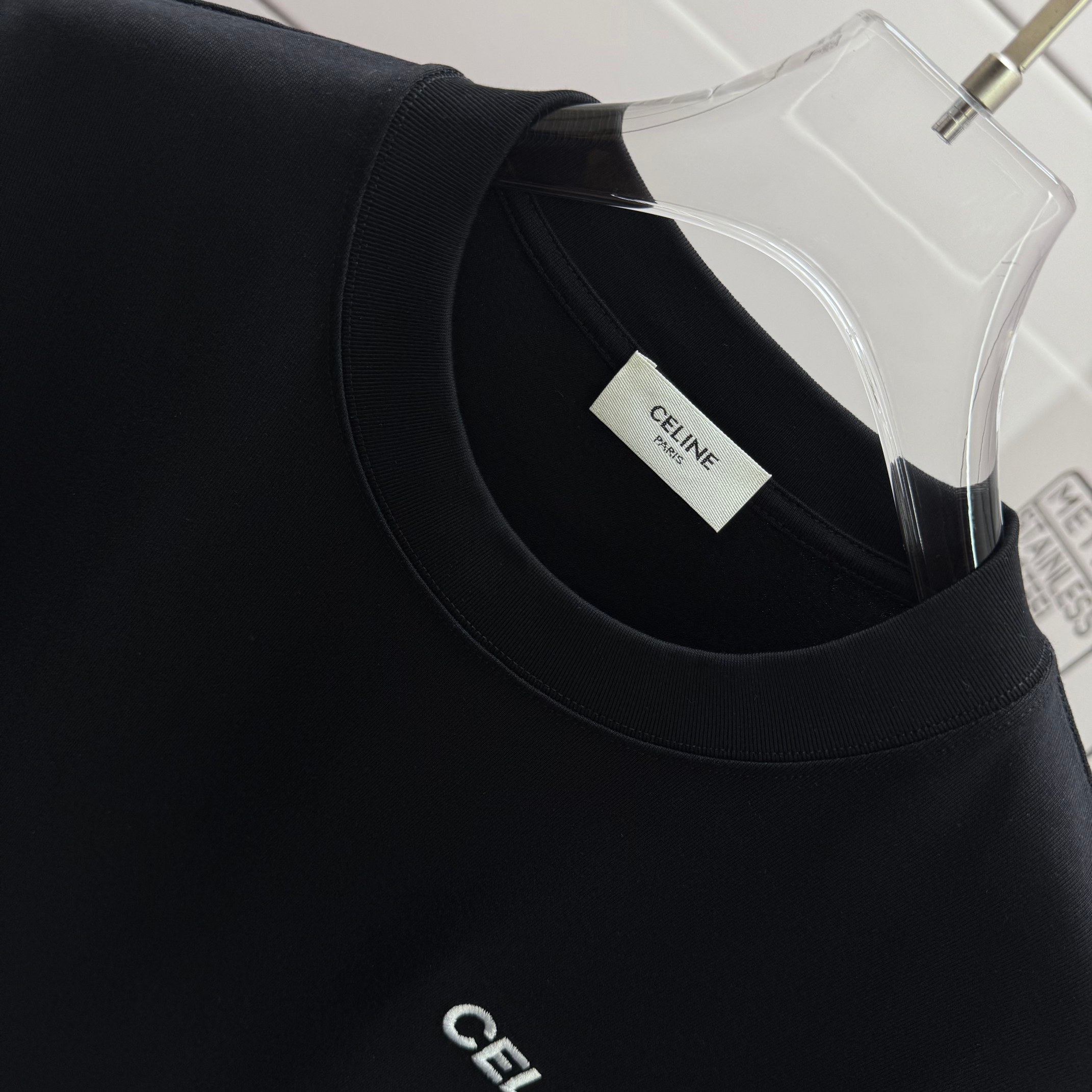 Celine # Celi* 塞琳 塞林 2026春夏款 简约字母刺绣工艺个性logo 定制双纱平纹纯棉面料 短袖T恤
