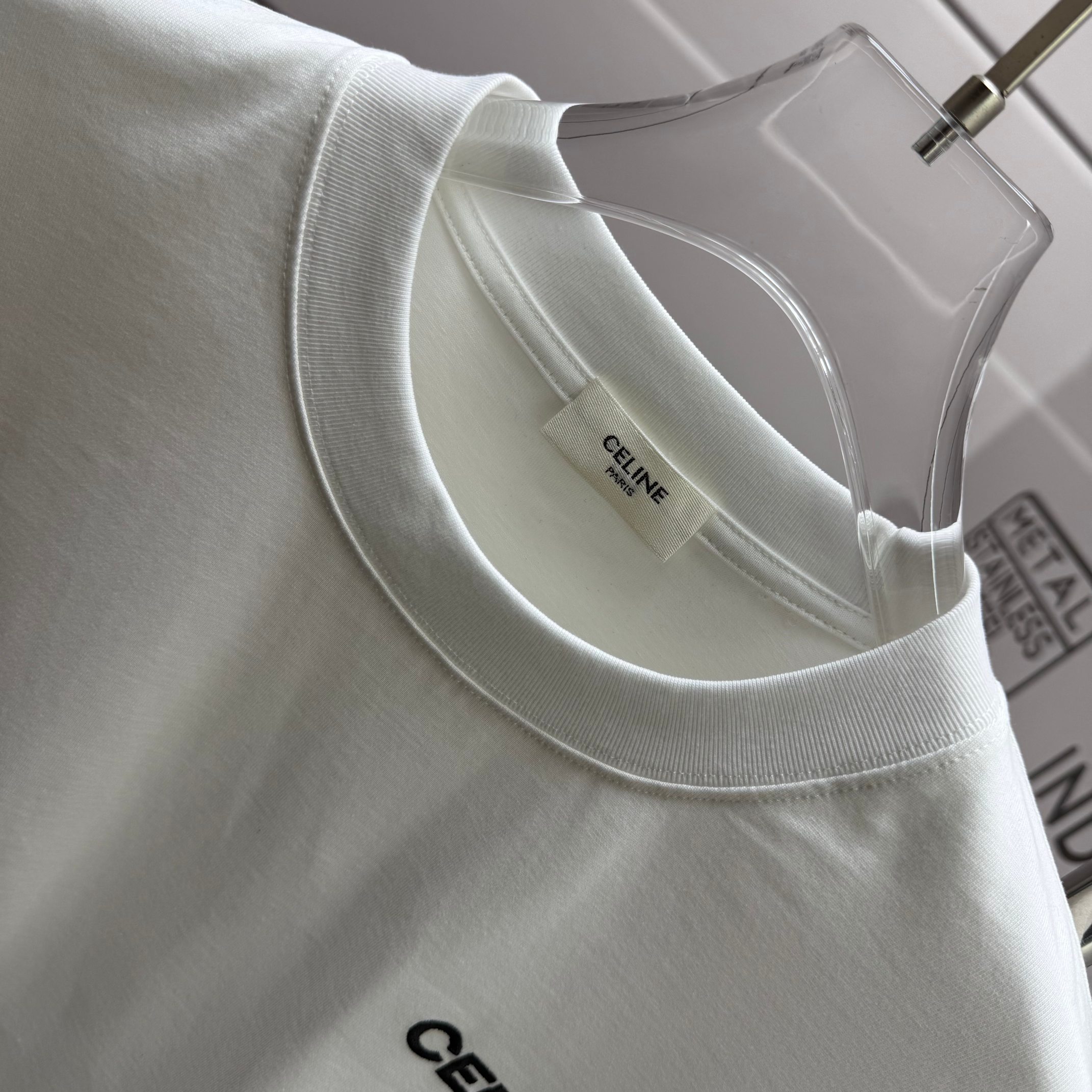 Celine # Celi* 塞琳 塞林 2026春夏款 简约字母刺绣工艺个性logo 定制双纱平纹纯棉面料 短袖T恤