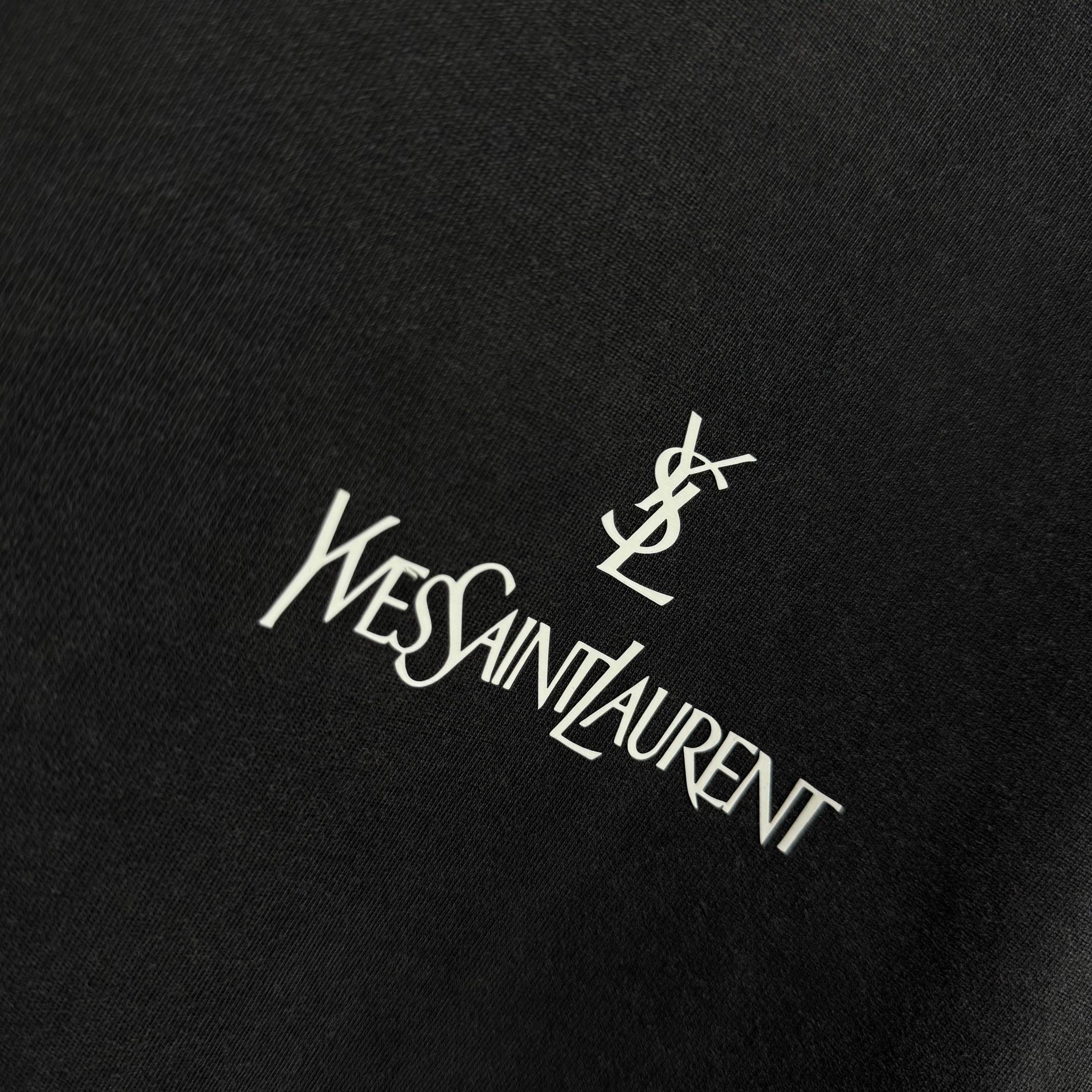 Saint Laurent # YS* 圣罗*兰2026春夏新款 洗水磨破320克圆领短袖tee 宽松版