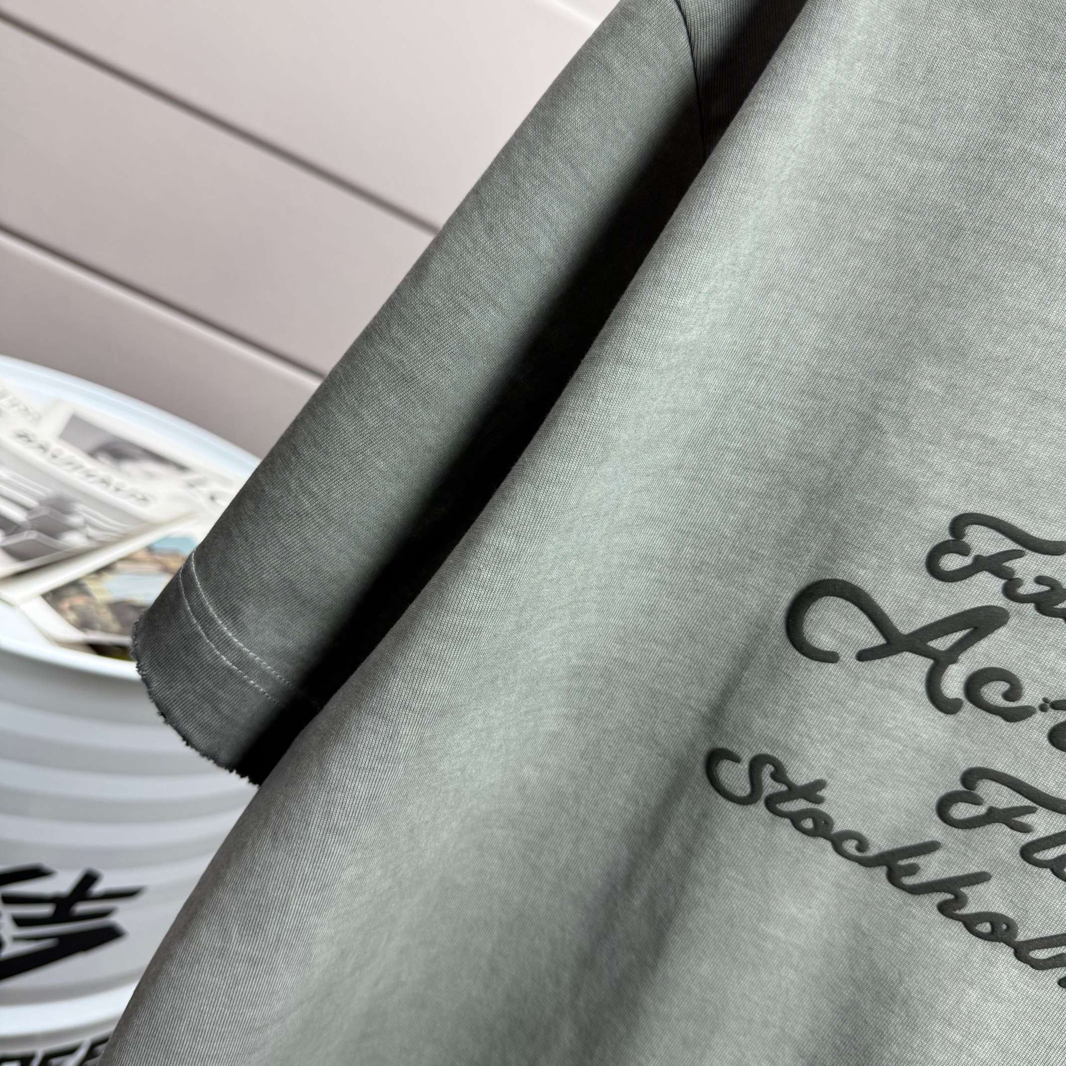 Dior # Acne* studios* 艾克*妮2026春夏新款 发泡字母工艺 洗水磨破320克圆领短袖tee 宽松版