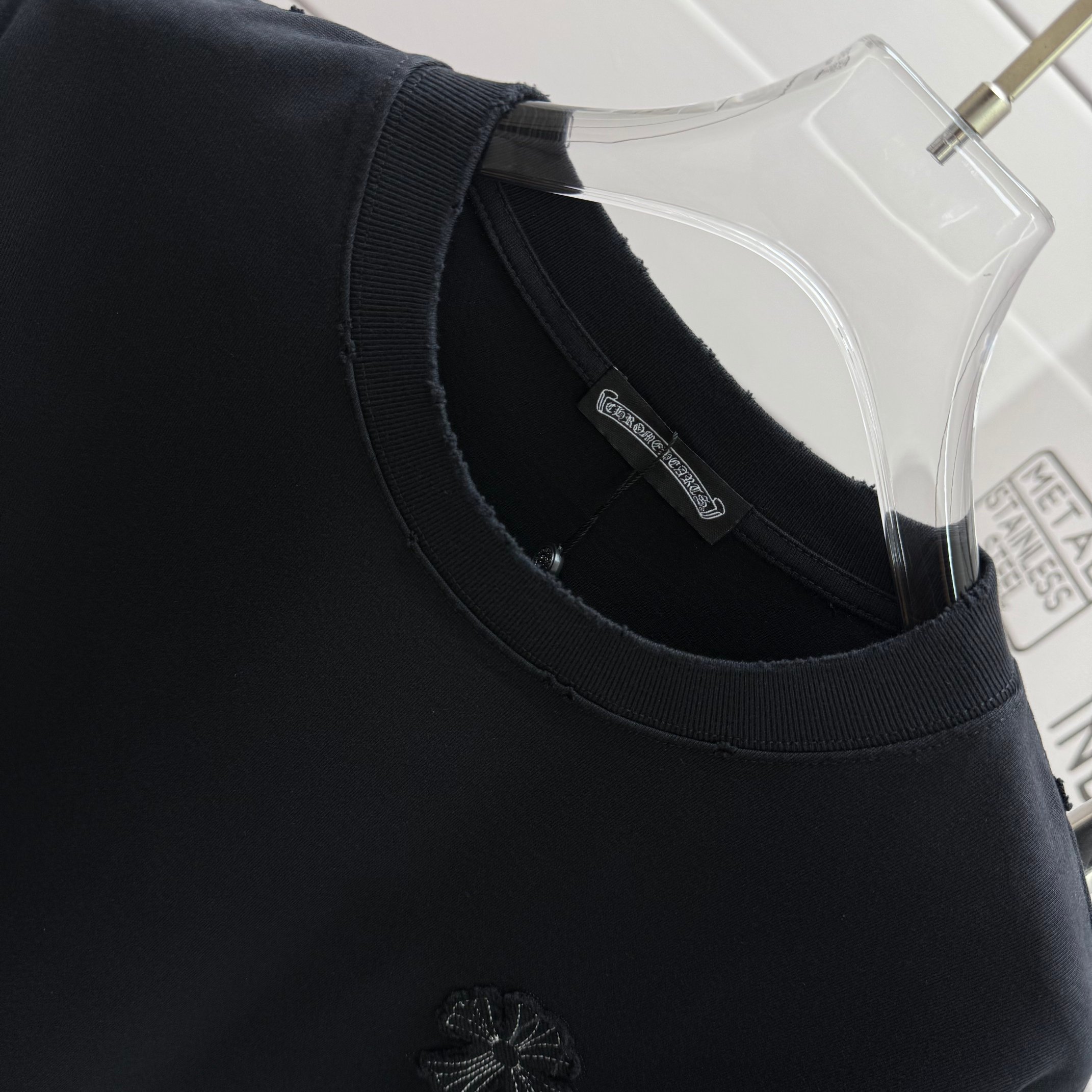 Chrome Hearts # CH 克罗* 2026春夏新款 洗水磨破320克圆领短袖tee 宽松版 贴布刺绣工艺