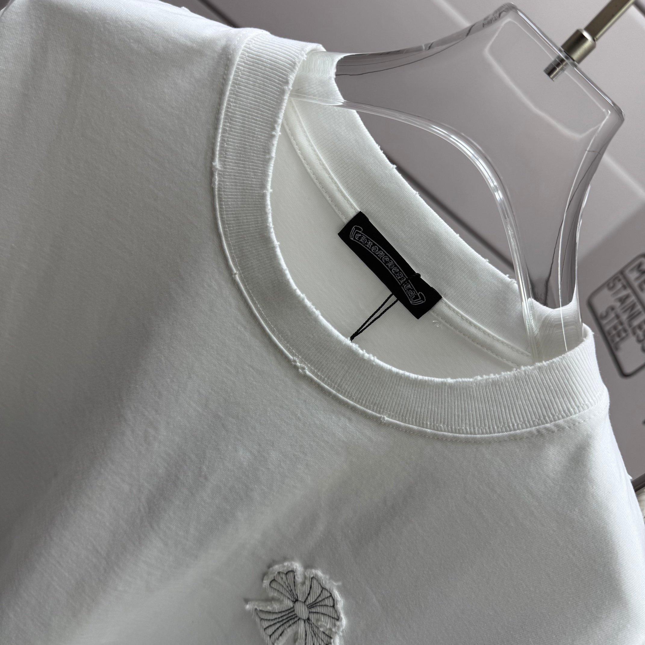 Chrome Hearts # CH 克罗* 2026春夏新款 洗水磨破320克圆领短袖tee 宽松版 贴布刺绣工艺