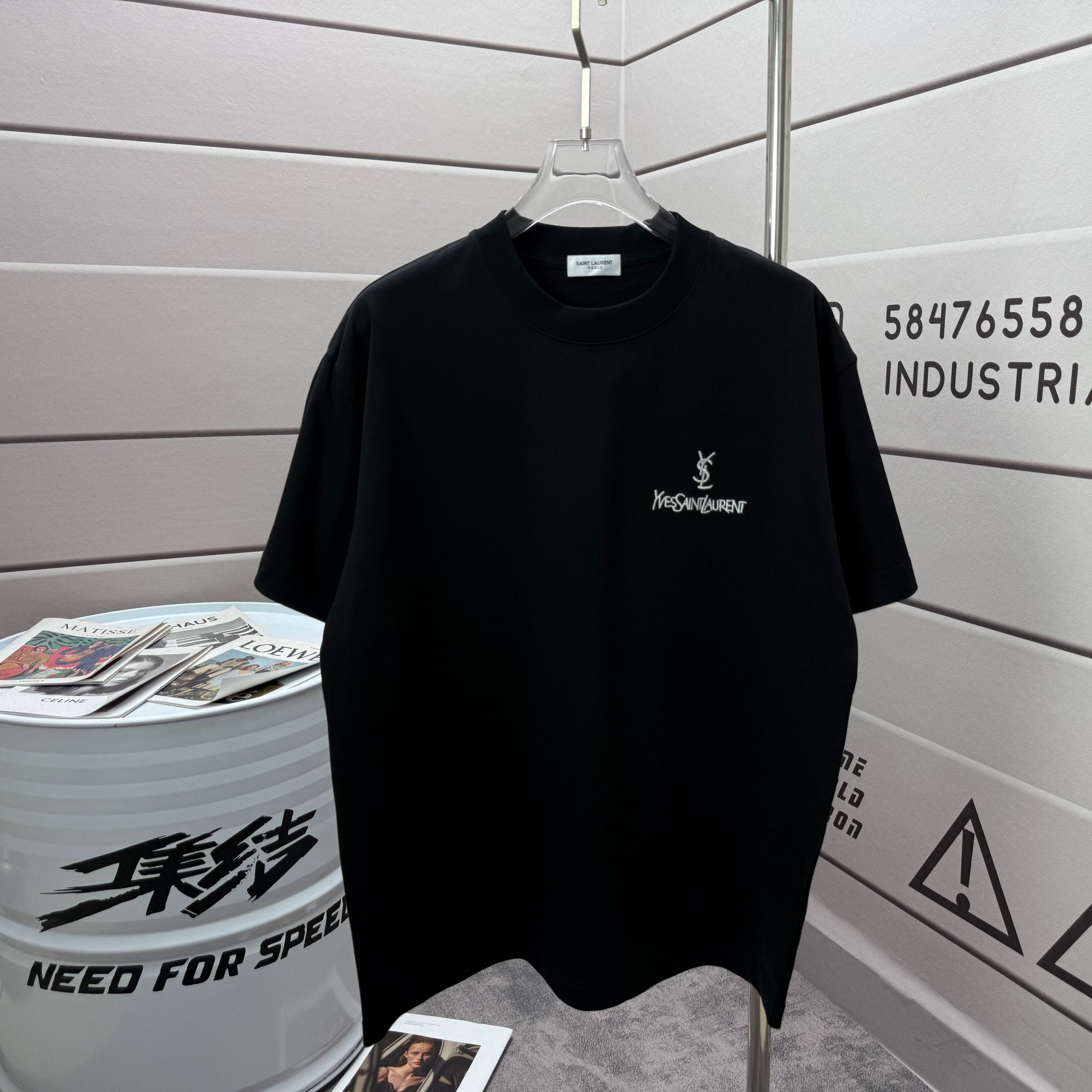 Saint Laurent Black Chest Logo T-Shirt