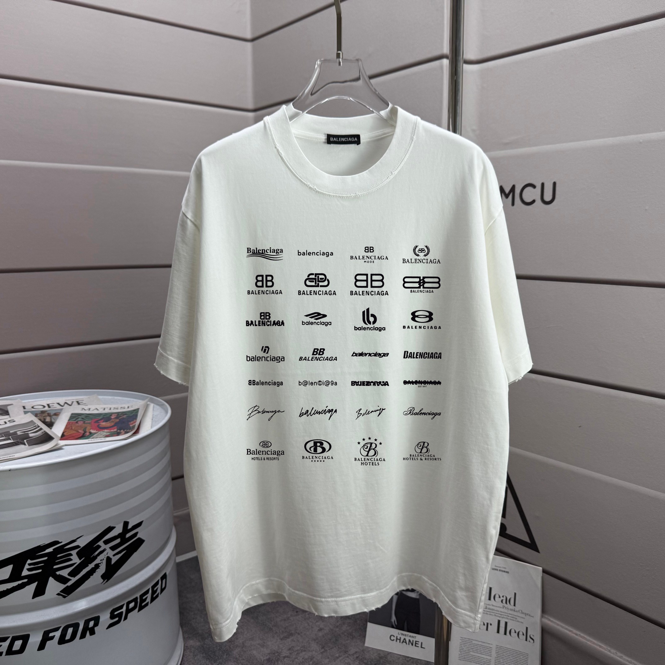 P80 Balenciag * 2026 nuevo estilo de primavera y verano, camiseta de manga corta con cuello redondo de 320 g lavada y u…