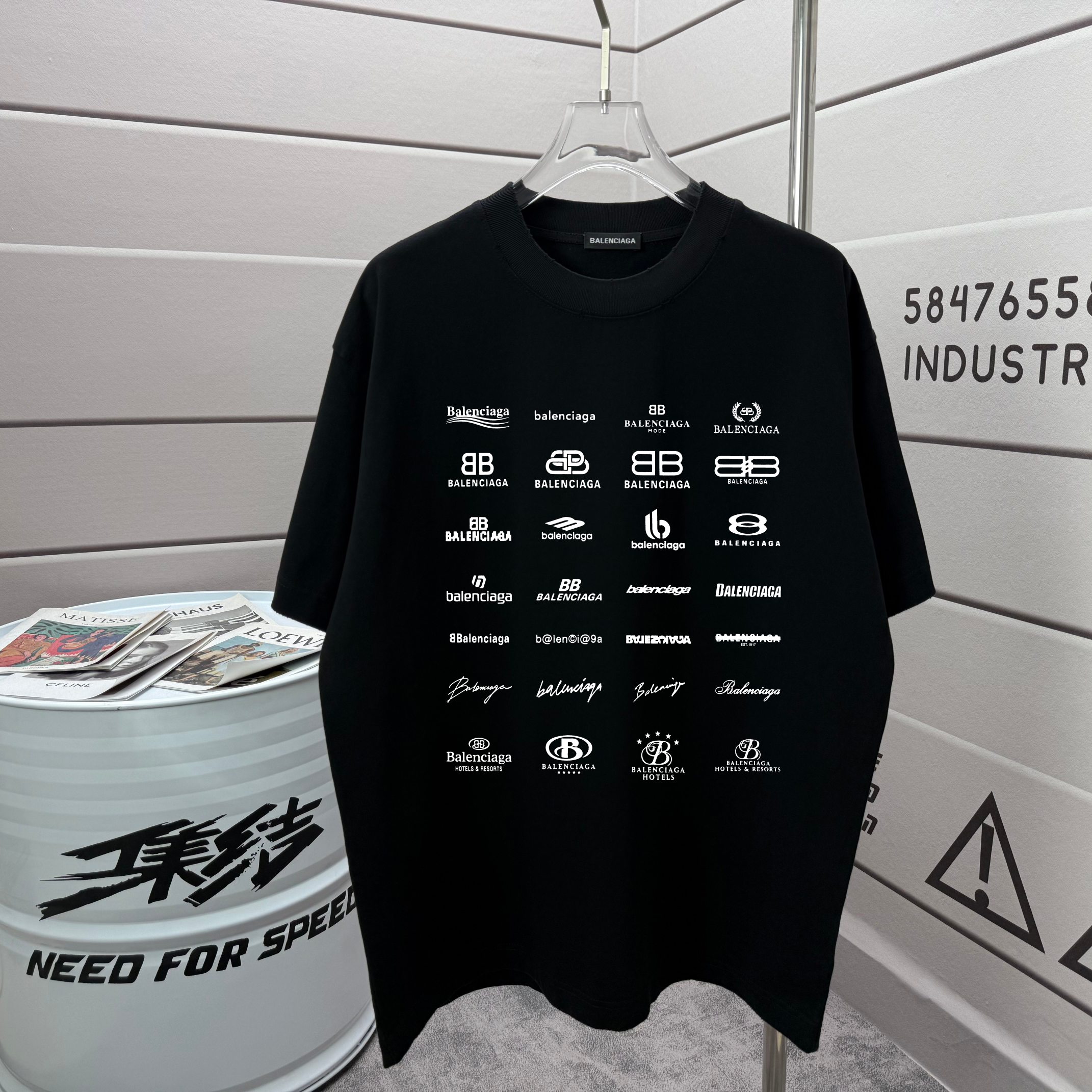 P80 Balenciag * 2026 nuevo estilo de primavera y verano, camiseta de manga corta con cuello redondo de 320 g lavada y u…