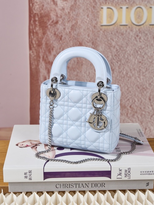 Dior Lady Dior Mini Bag Blue Lambskin with Cannage Stitching 1 Dior Lady Dior Mini Bag Blue Lambskin with Cannage Stitching