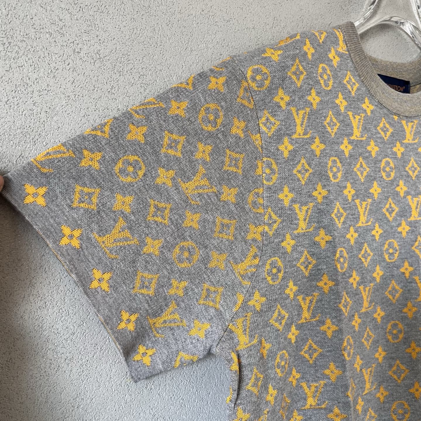 238💰（编号101）
LOUIS VUITTON 字母短袖圆领T恤 灰色 LV满印花卉针织圆领短袖
男女同款