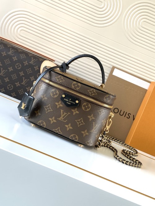 Louis Vuitton Nice Nano Monogram Coated Canvas Bag with Leather Trim