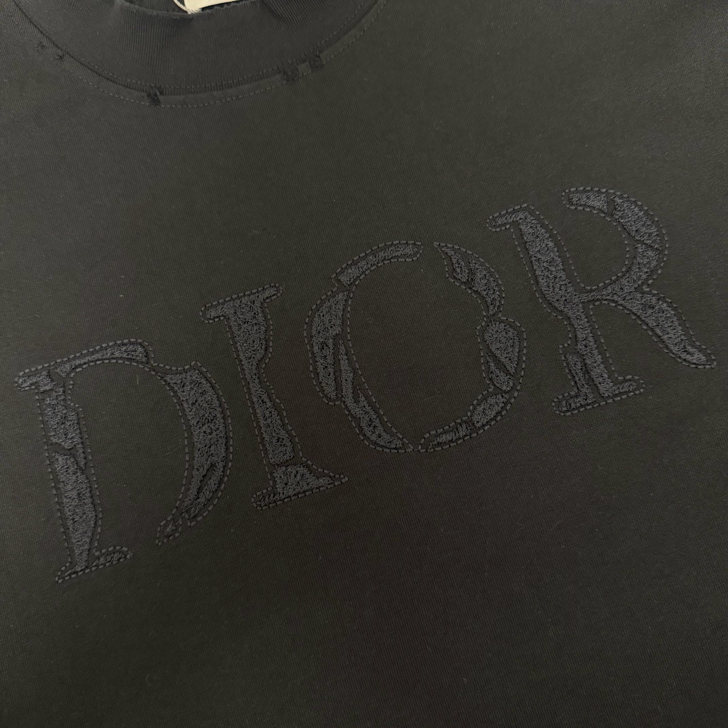 Dior 品牌：Dior迪奥 25SS最新 胸前 Logo字母刺绣Dior品牌元素标志性真空绣大Logo绣花工艺短袖T恤