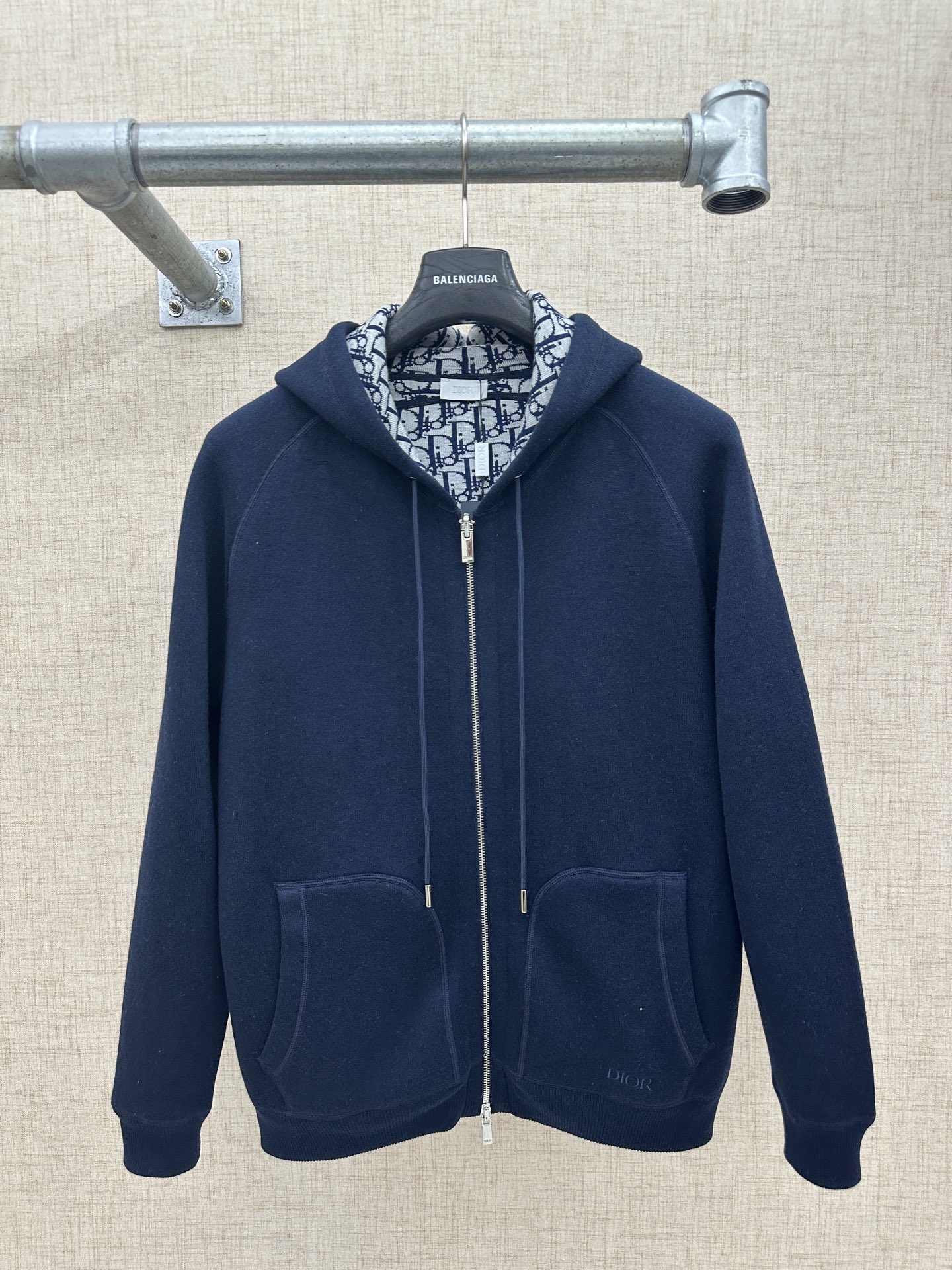 P300@Dior/Dior 25FW Sudadera con capucha de doble cara en punto de cachemira jacquard, mismo estilo para hombre y mujer…