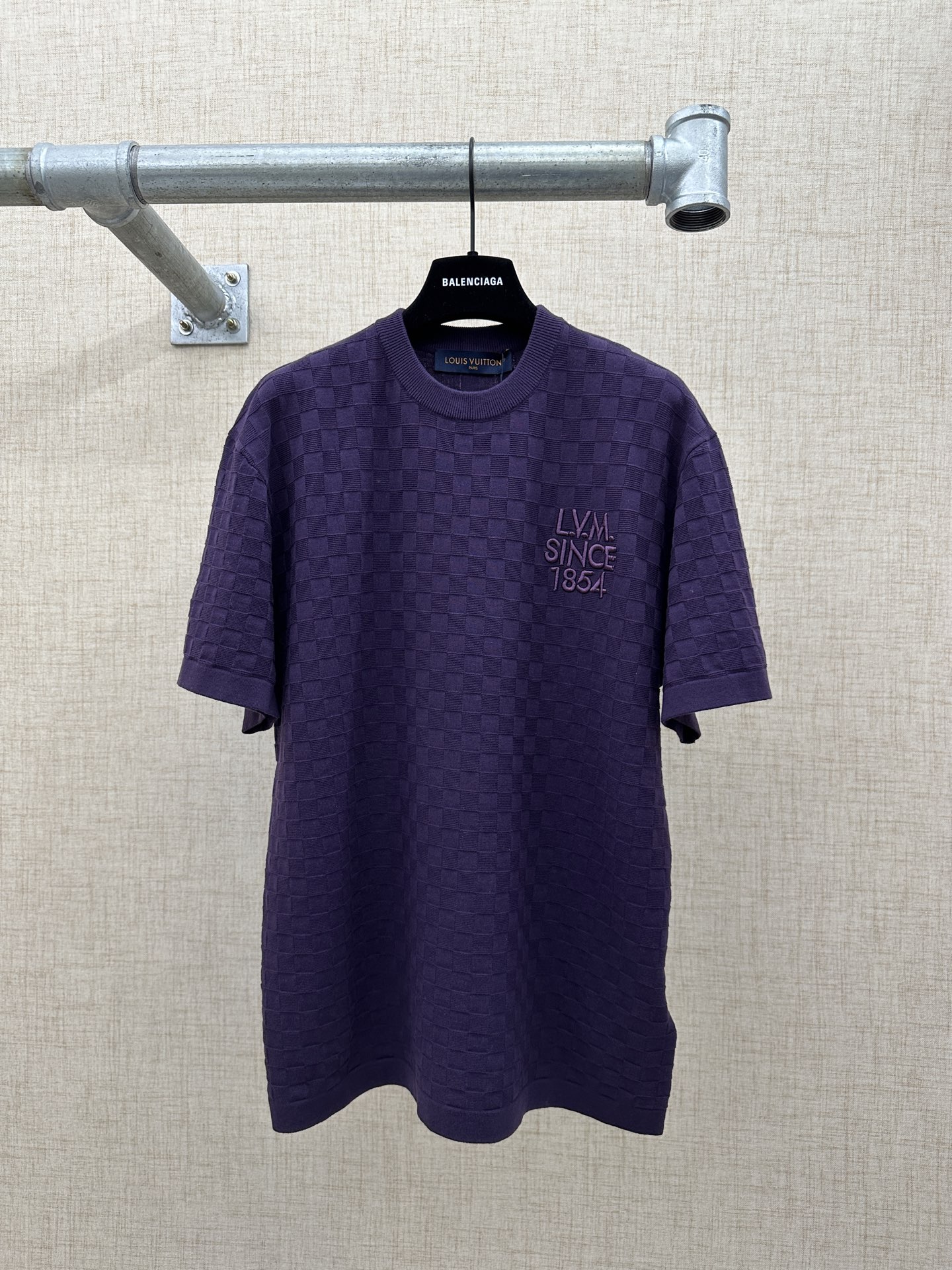 P230 LV / Louis Vuitton Camiseta de manga corta de punto a cuadros Damier 2026ss serie de principios de primavera El di…