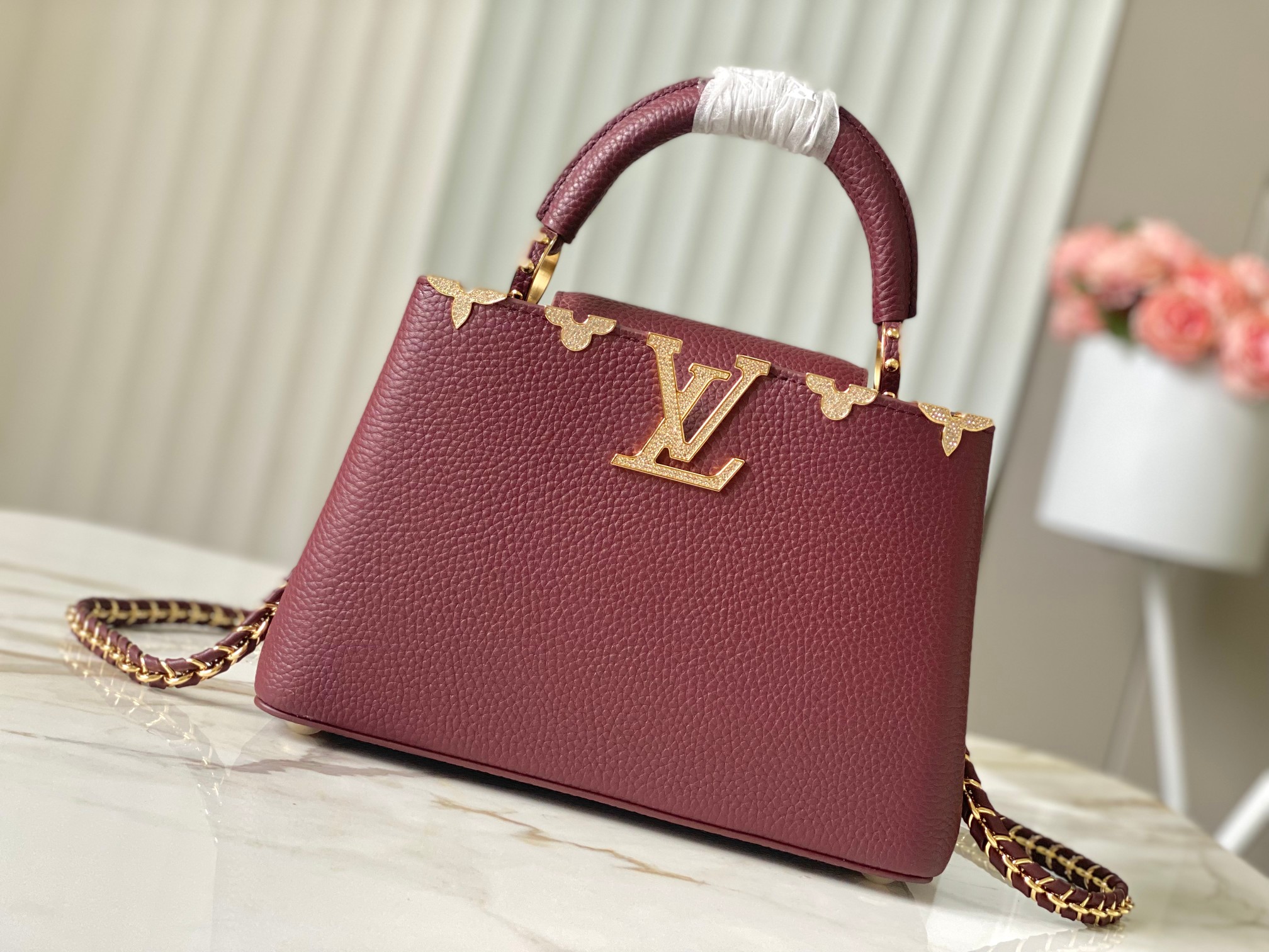 Louis Vuitton LV Capucines Ontwerper
 Tassen handtassen Bourgondië Rood Taurillon M24583