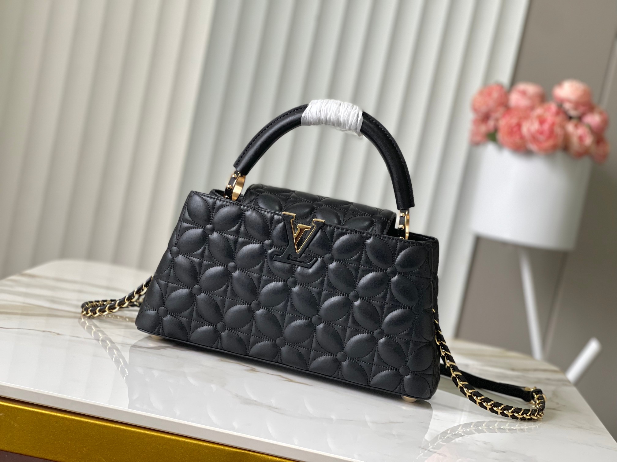 🔺特级精品🔺M25332/M48865黑色四叶草链条款（变码芯片）🔺Monogram 花卉于优雅绗缝中浮