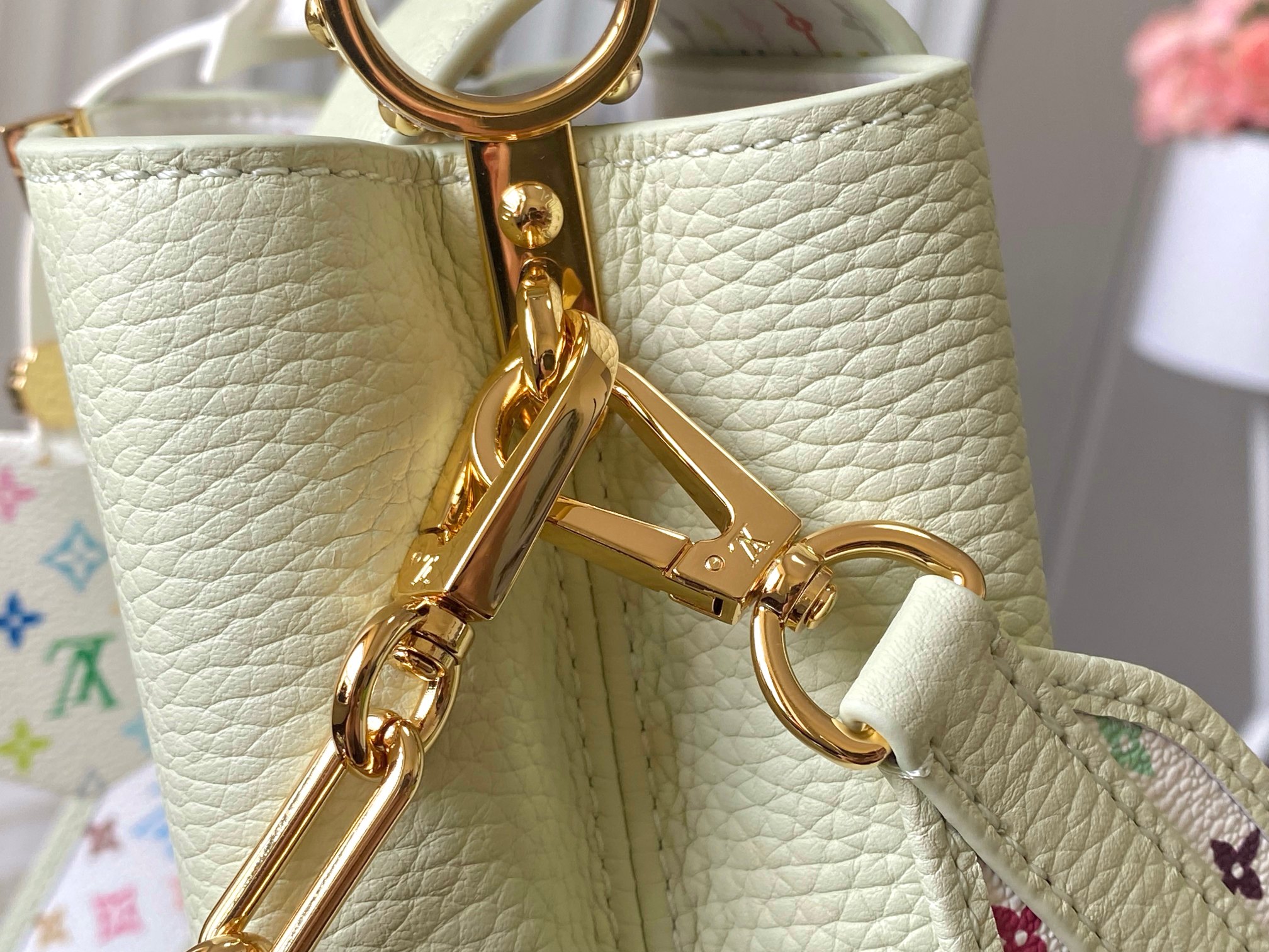 🔸正品原料🔸动态芯片🔸M14101/M48865浅绿三彩限定款💚本款 Capucines迷你手袋选用Ta