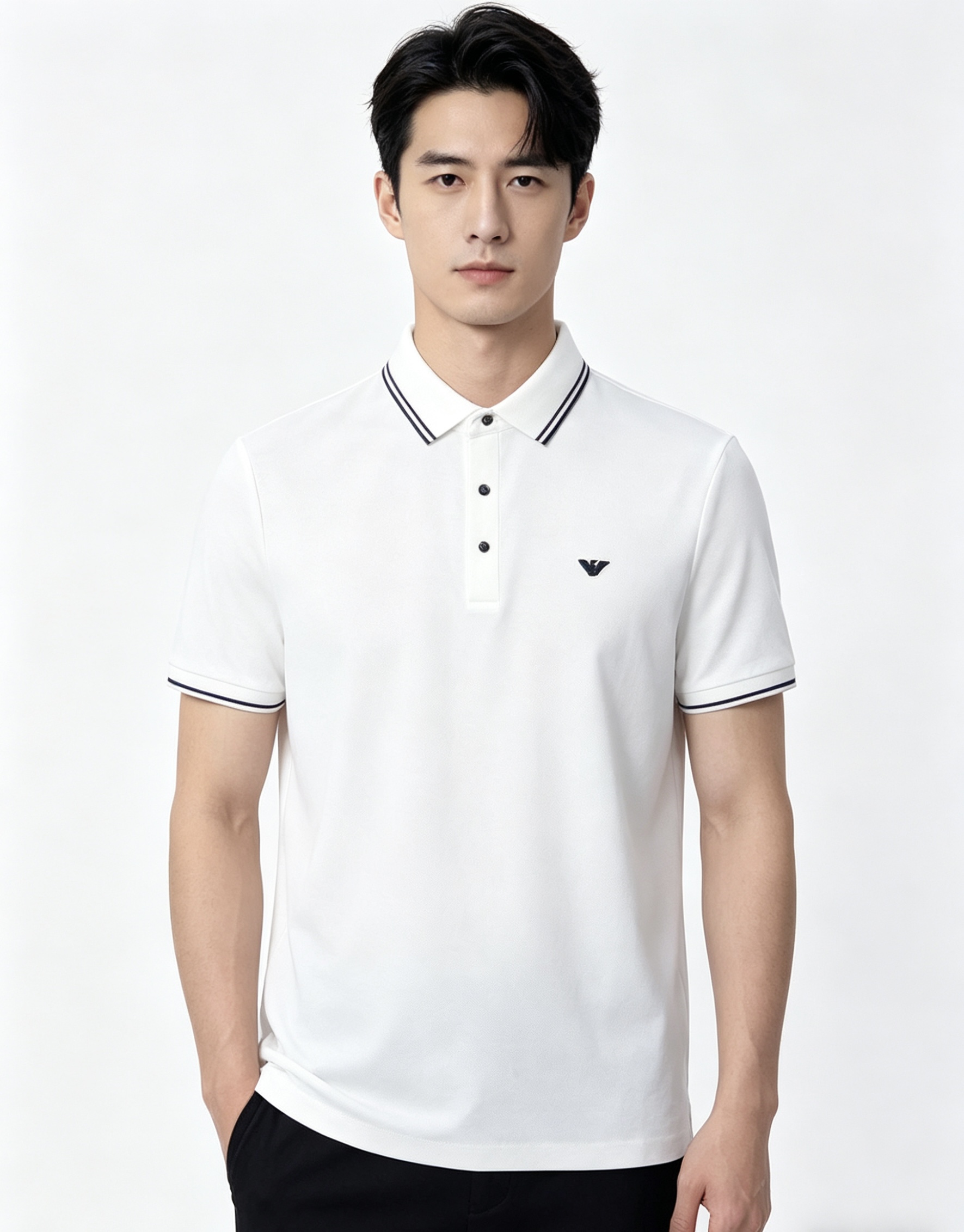 NO:837545,.Armani.2026 spring and summer new men's logo short-sleeved polo shirt continues the classic business casual lapel polo shirt. This polo shirt is made of mercerized piqué cotton fabric, and the timeless design can transcend fashion trends. The classic style, the hf brand LOGO is three-dimensional and unique, making the whole body more detailed. Fitted version, the fabric is made of cotton piqué material, comfortable, skin-friendly, good breathability, and practical for daily commuting and leisure. Highly recommended. Size M-4XL  m wears 175/130,,armani,T-shirt,19860909.阿玛尼.2026春夏新款男士标识短袖polo衫,延续经典商务休闲翻领POLO恤.该款Polo衫采用丝光珠地棉面料制成,隽永设计可跨越时尚潮流.经典款型,hf品牌LOGO立体别致,让整体更具细节感 合体的版型,面料采用全棉珠地料,舒适,亲肤,透气好,平时通勤休闲都很实穿的一款 强烈推荐.尺码M-4XL m穿175/130,,armani,T-shirt,,Men's clothing