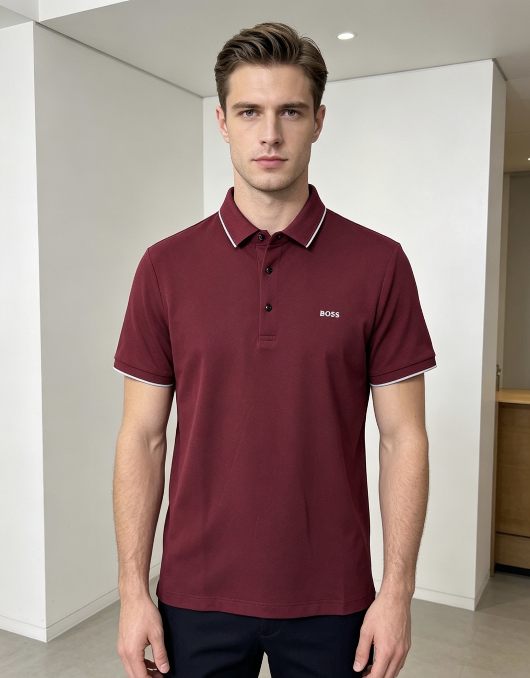 NO:839594,.Boss.2026 spring and summer new men's logo short-sleeved polo shirt continues the classic business casual lapel polo shirt. This polo shirt is made of mercerized piqué cotton fabric, and its timeless design can transcend fashion trends. Classic style, hf brand LOGO is three-dimensional and unique, making the whole body more detailed. Fitted version, the fabric is made of cotton piqué material, comfortable, skin-friendly, good breathability, and practical for daily commuting and leisure. Highly recommended. Size M-4XL  m wears 175/130,,T-shirt,19860909.Boss.2026春夏新款男士标识短袖polo衫,延续经典商务休闲翻领POLO恤.该款Polo衫采用丝光珠地棉面料制成,隽永设计可跨越时尚潮流.经典款型,hf品牌LOGO立体别致,让整体更具细节感 合体的版型,面料采用全棉珠地料,舒适,亲肤,透气好,平时通勤休闲都很实穿的一款 强烈推荐.尺码M-4XL m穿175/130,,T-shirt,,Men's clothing