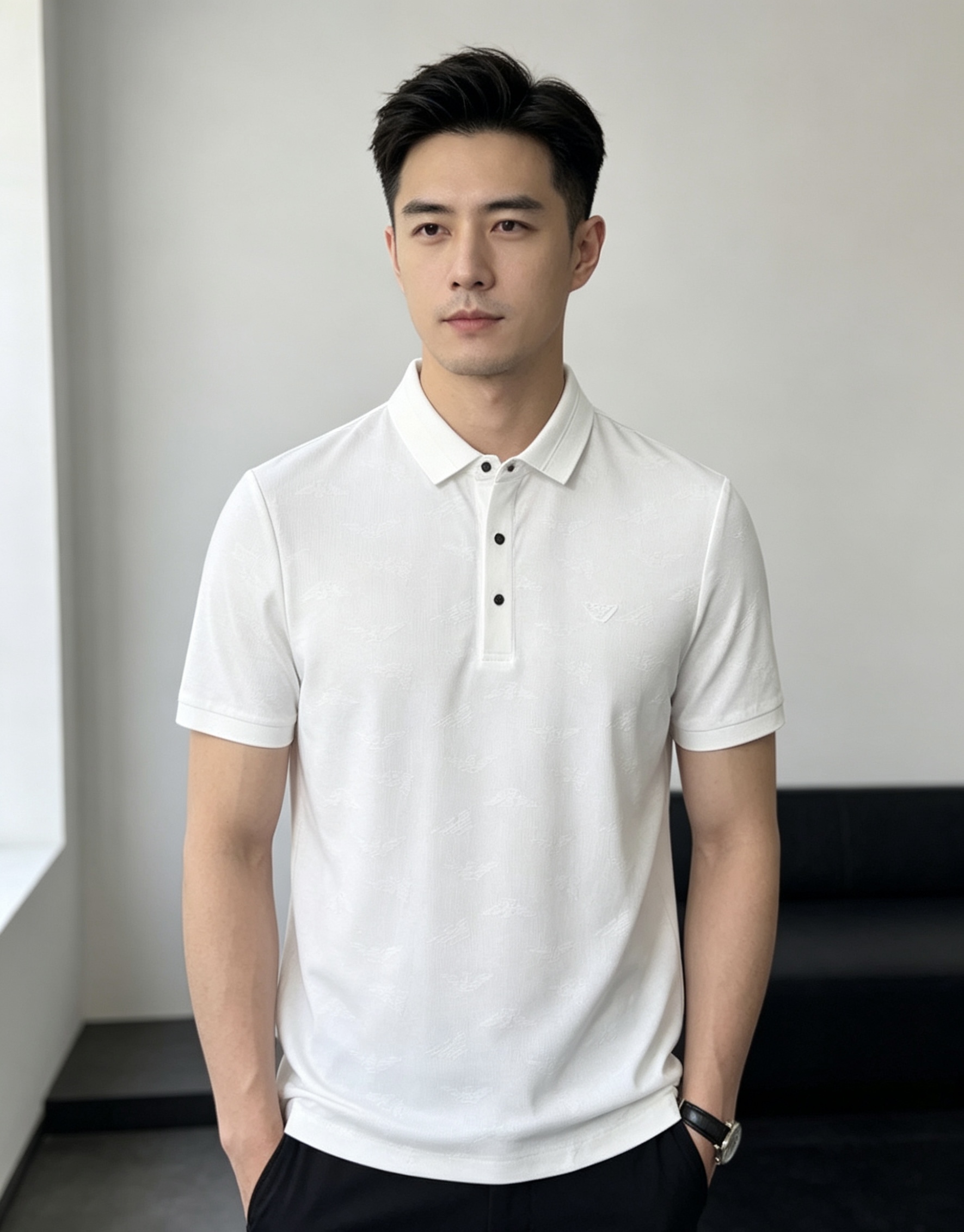 NO:839571,.Armani.2026 spring and summer new men's logo short-sleeved polo shirt continues the classic business casual lapel polo shirt. This polo shirt is made of mercerized piqué cotton fabric, and the timeless design can transcend fashion trends. The classic style, the hf brand LOGO is three-dimensional and unique, making the whole body more detailed. Fitted version, the fabric is made of cotton piqué material, comfortable, skin-friendly, good breathability, and practical for daily commuting and leisure. Highly recommended. Size M-4XL  m wears 175/130,,armani,T-shirt,19860909.阿玛尼.2026春夏新款男士标识短袖polo衫,延续经典商务休闲翻领POLO恤.该款Polo衫采用丝光珠地棉面料制成,隽永设计可跨越时尚潮流.经典款型,hf品牌LOGO立体别致,让整体更具细节感 合体的版型,面料采用全棉珠地料,舒适,亲肤,透气好,平时通勤休闲都很实穿的一款 强烈推荐.尺码M-4XL m穿175/130,,armani,T-shirt,,Men's clothing