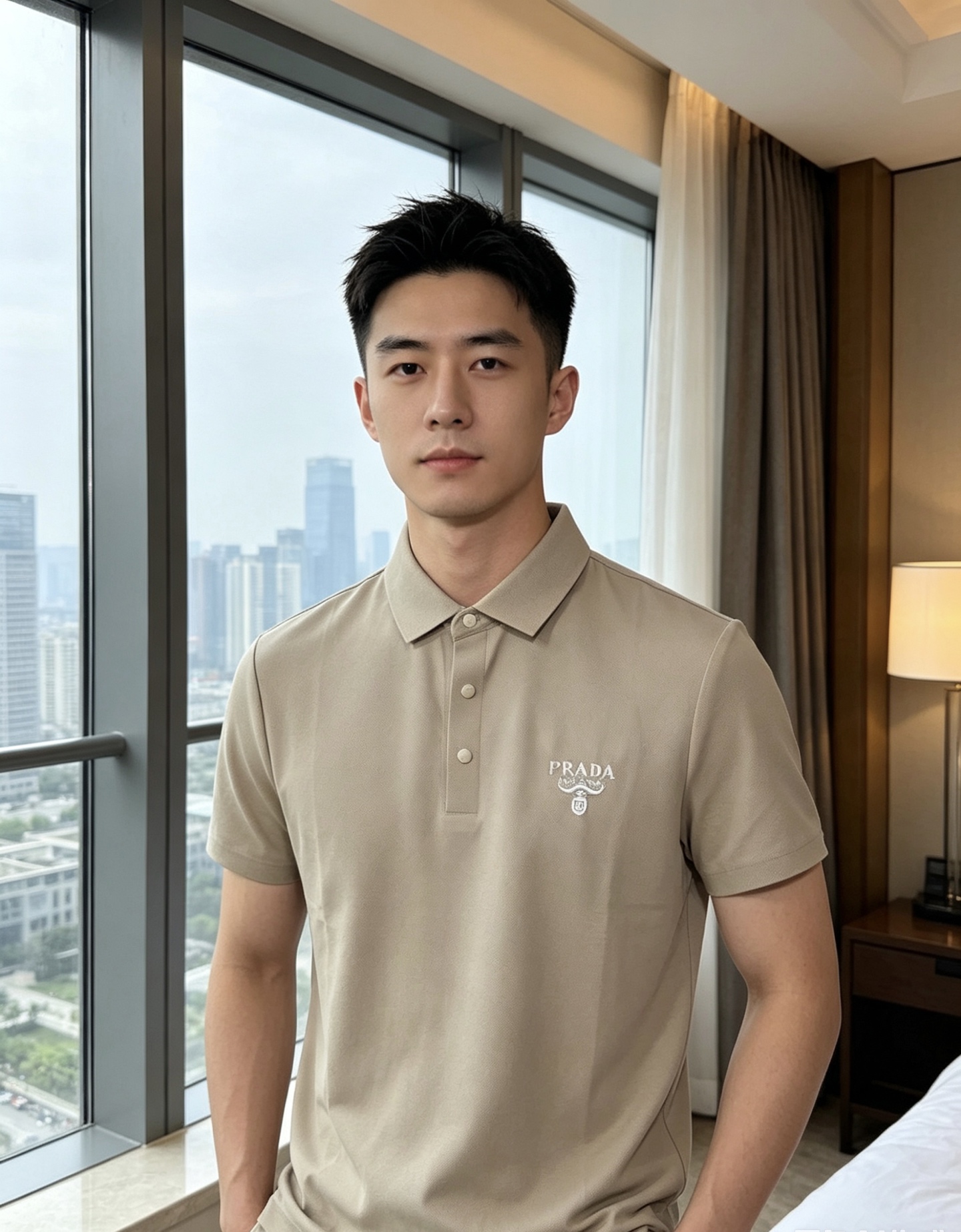 NO:848550,.Prada. 26 spring and summer new men's logo polo shirt, continuing the classic Lao Qianfeng casual lapel polo shirt. This polo shirt is made of original counter fabrics, and the timeless design can transcend fashion trends. The classic style, the f brand LOGO is three-dimensional and unique, making the whole body more detailed. The fit version, the fabric is made of cotton pique, comfortable, skin-friendly, good breathability, and practical for daily commuting and leisure.  Highly recommended. Sizes m-4xL. Please state your height and weight when placing an order.,, prada,19860909.普拉达. 26春夏新款男士标识polo衫,延续经典老钱枫休闲翻领POLO恤.该款Polo衫采用原版专柜面料制成,隽永设计可跨越时尚潮流.经典款型,f品牌LOGO立体别致,让整体更具细节感 合体的版型,面料采用全棉珠地料,舒适,亲肤,透气好,平时通勤休闲都很实穿的一款 强烈推荐.尺码m-4xL.下单报身高体重.,,prada,,Men's clothing