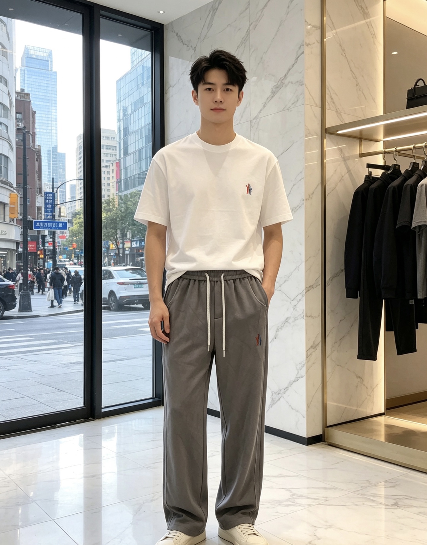 蒙口。26年春夏专柜新品同步上市。原单订制高品质时尚休闲裤。超级百搭款。独家定制面料，手感细腻柔软，贴身