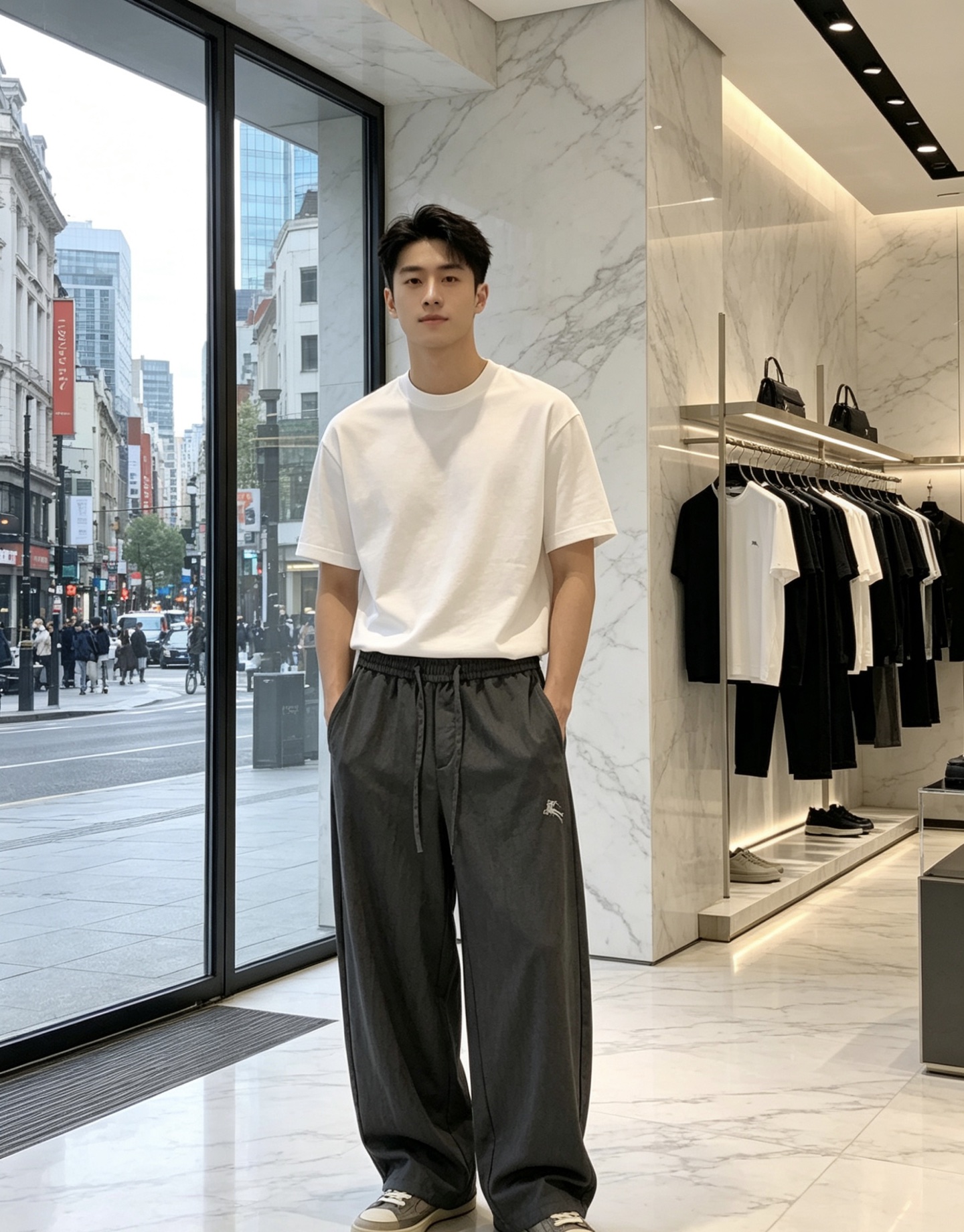 巴宝莉。26年春夏专柜新品同步上市。原单订制高品质时尚休闲裤。超级百搭款。独家定制面料，手感细腻柔软，贴